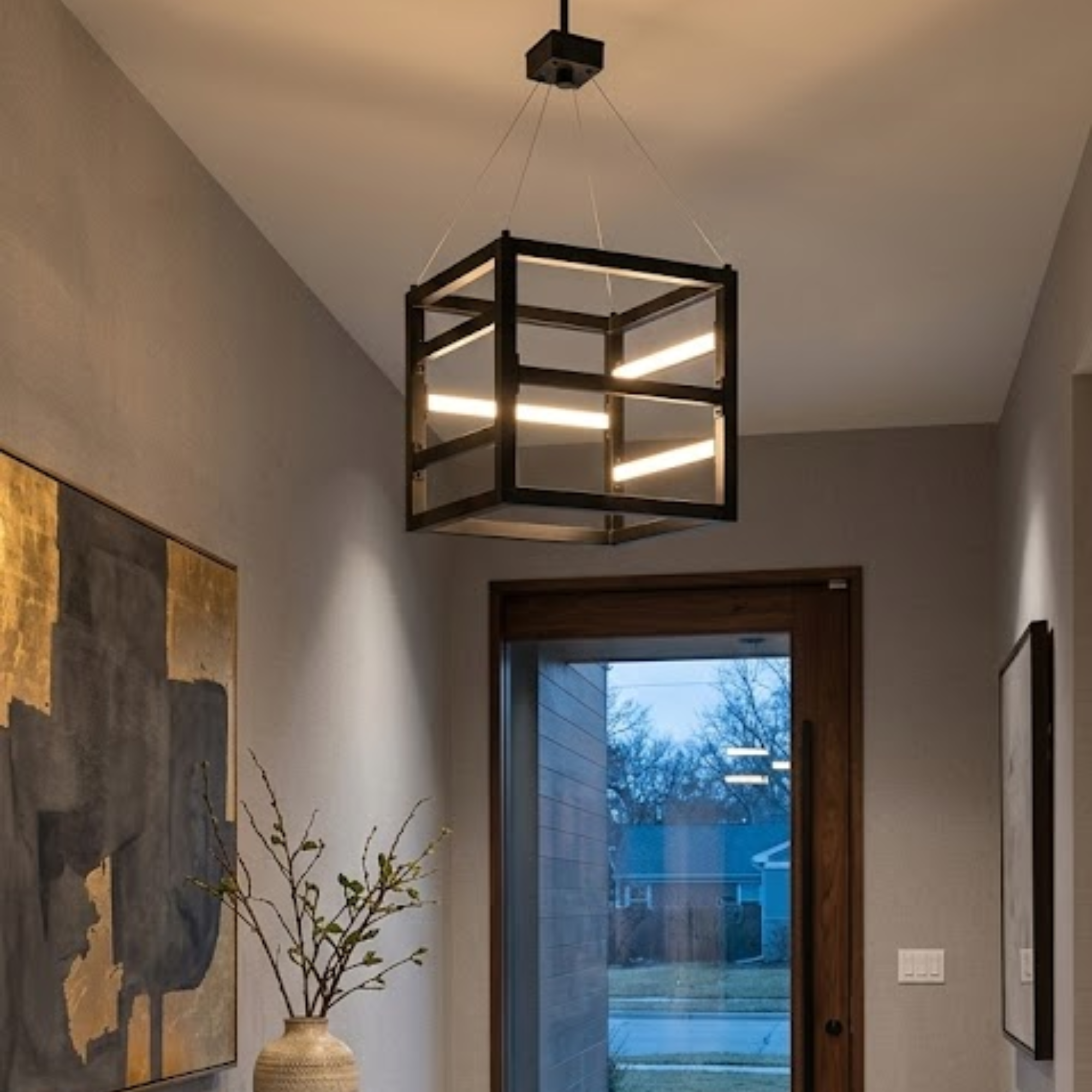 Tivoli small LED 12" Square Pendant 25W 4000K - Contemporary Pendants in Matte Black