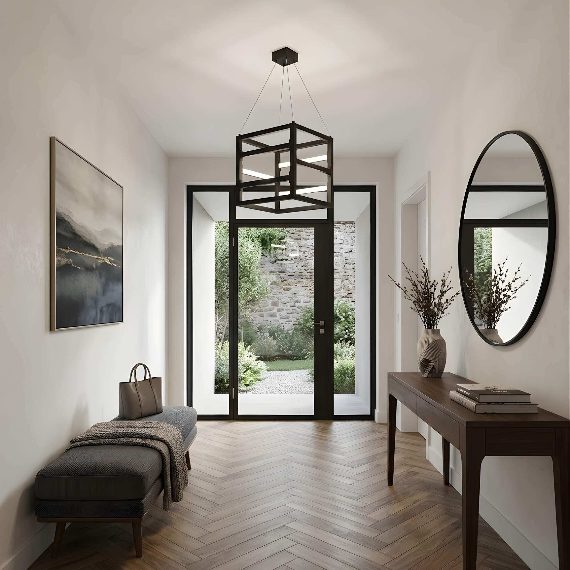 Tivoli large LED 18" Square Pendant 35W 4000K - Elegant Pendants in Matte Black