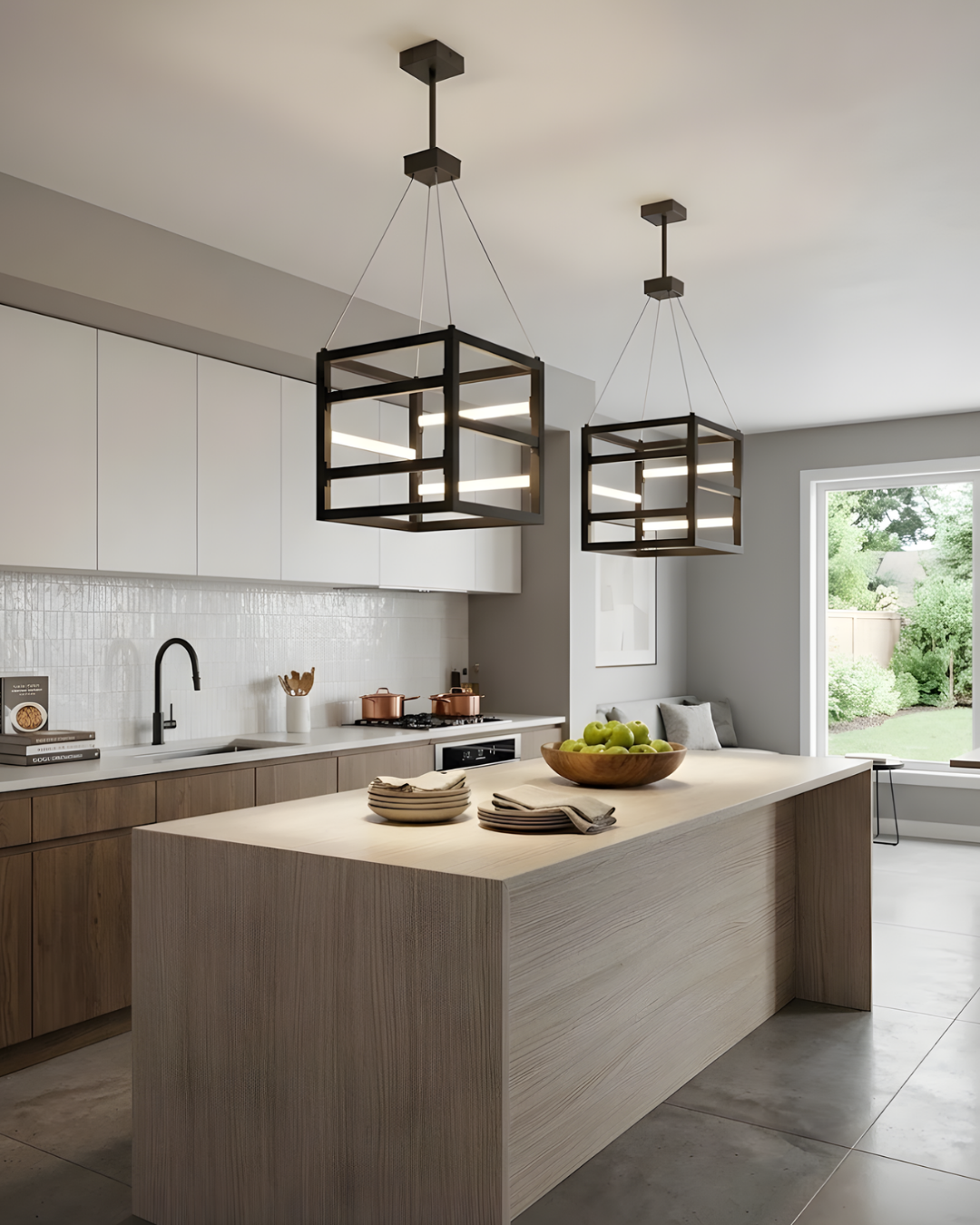 Tivoli large LED 18" Square Pendant 35W 4000K - Elegant Pendants in Matte Black