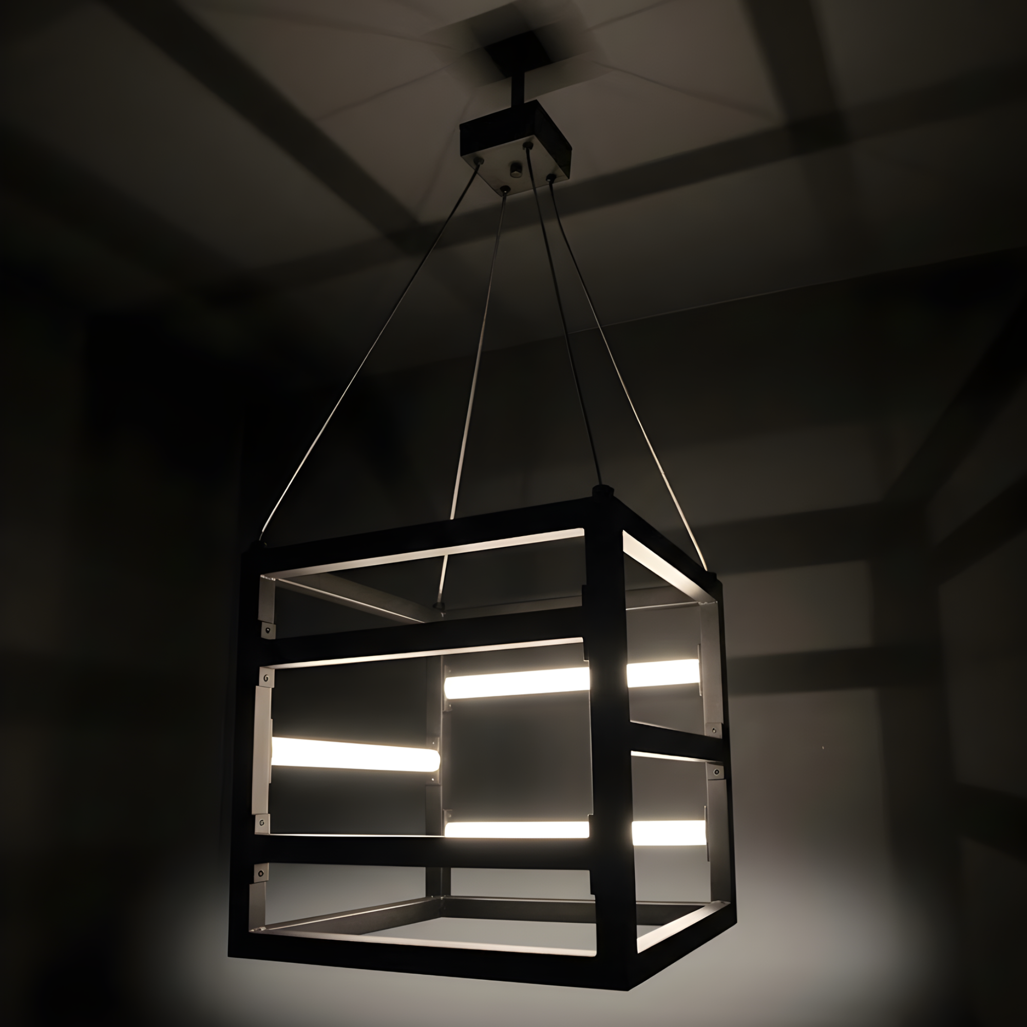 Tivoli large LED 18" Square Pendant 35W 4000K - Elegant Pendants in Matte Black