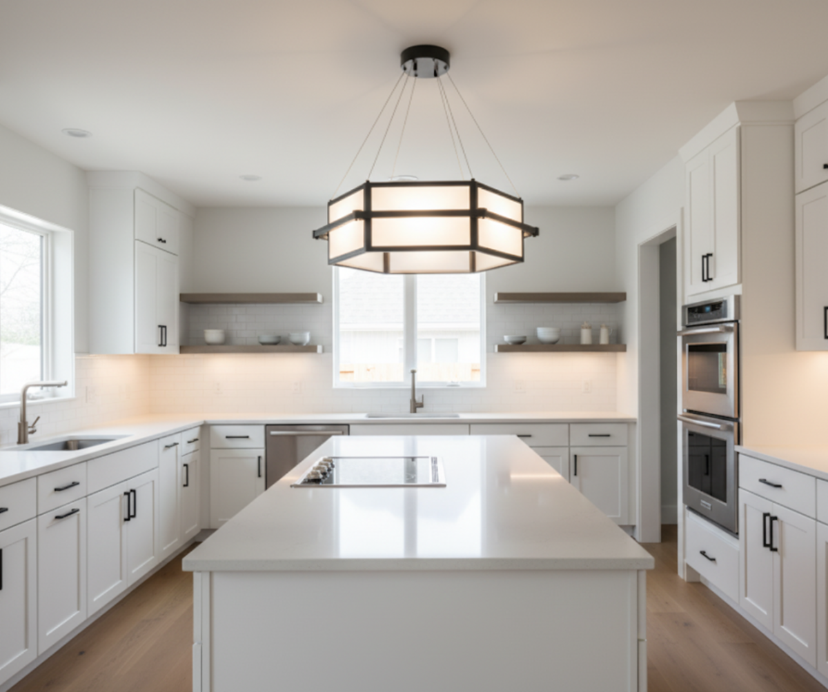 Amalfi LED Hex Chandelier Frosted Glass 45W 4000K - Statement-Making Chandeliers in Matte Black