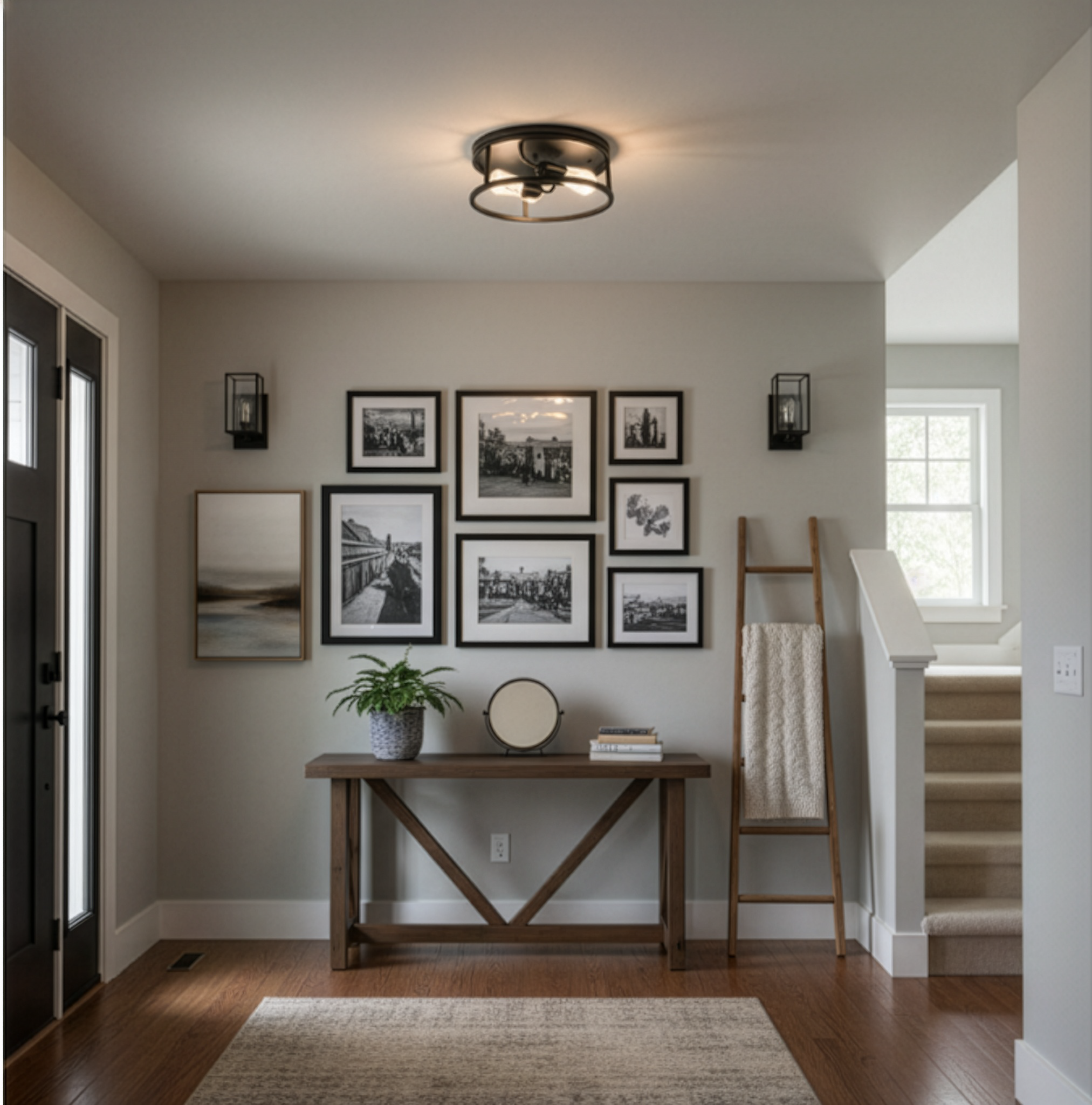Edward 2-Light Round Open Ceiling Mount - Minimalist Ceiling Mounts in Matte Black