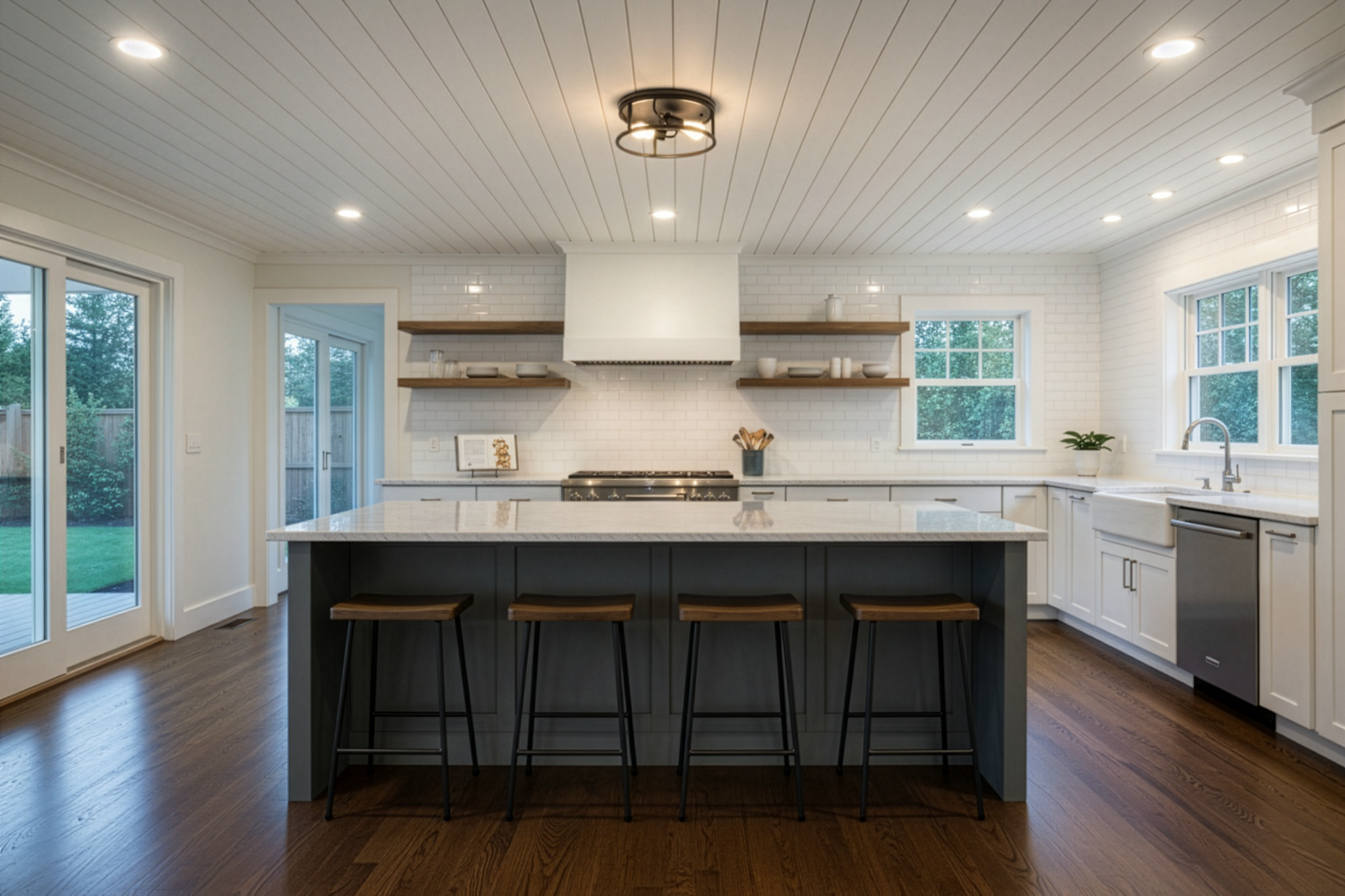 Edward 2-Light Round Open Ceiling Mount - Minimalist Ceiling Mounts in Matte Black