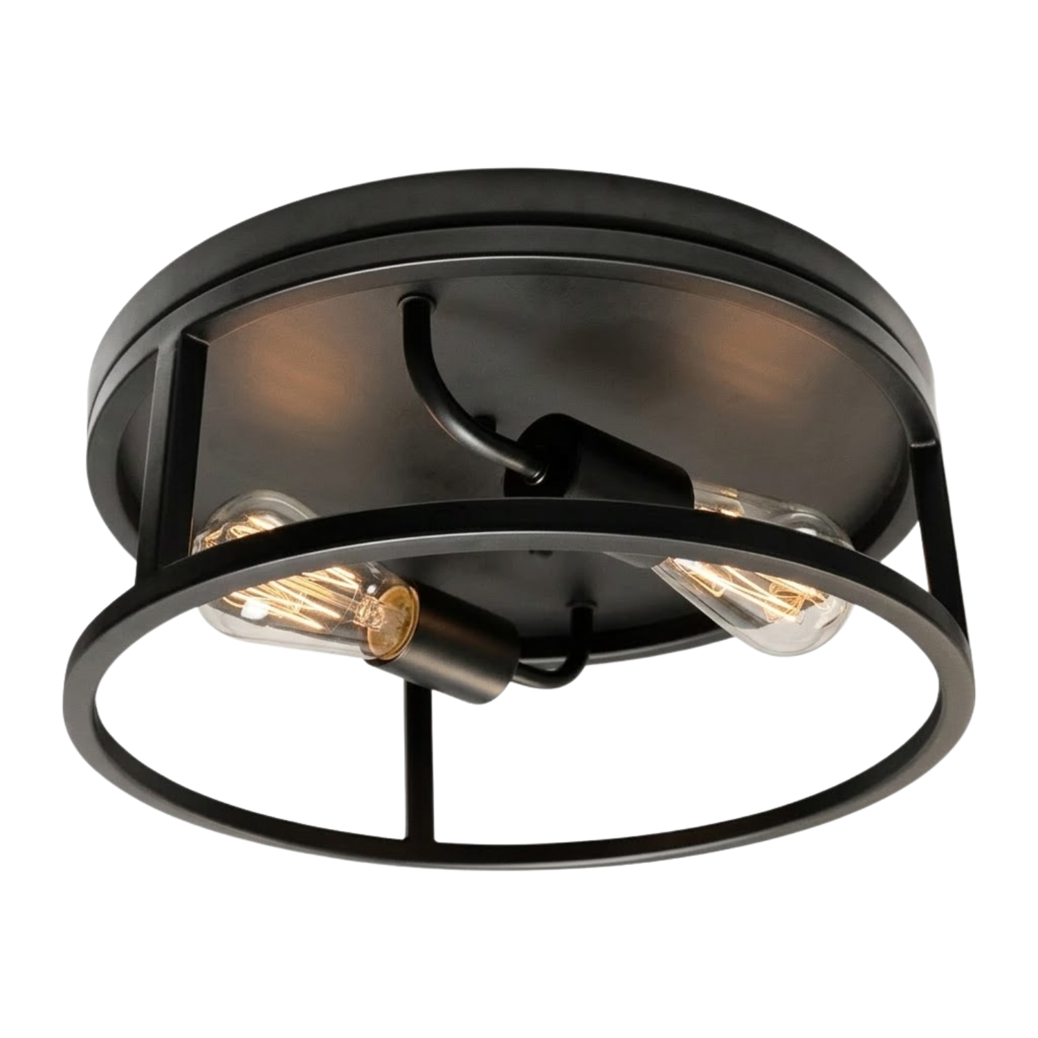 Edward 2-Light Round Open Ceiling Mount - Minimalist Ceiling Mounts in Matte Black