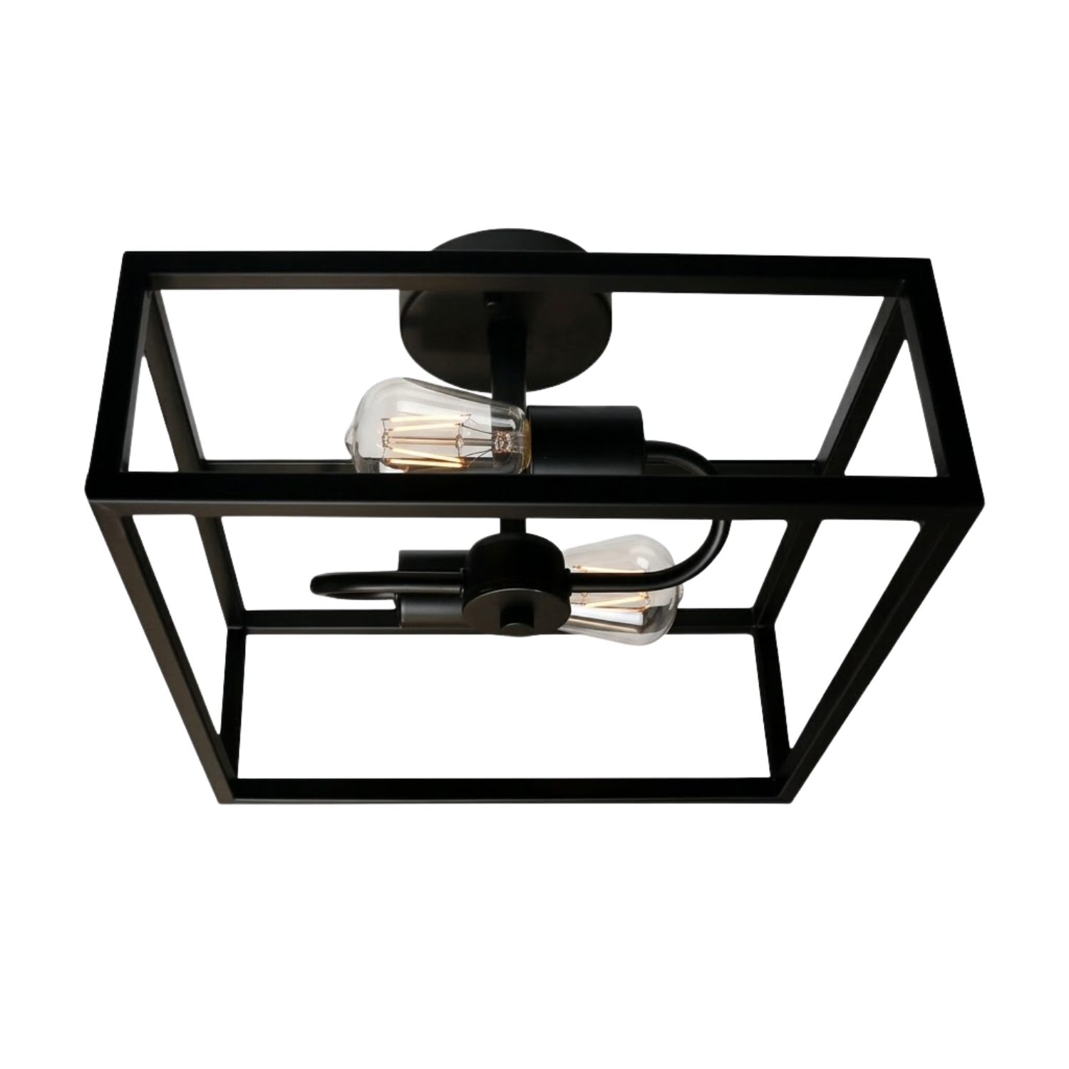 Harold 2-Light Square Open Semi-Flush Mount - Functional Ceiling Mounts in Matte Black