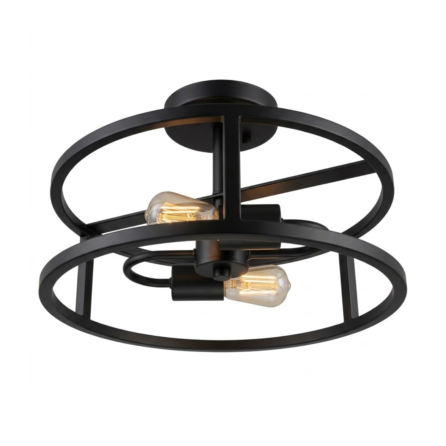 Charles 2-Light Round Open Dual Mount - Clean-Line Ceiling Mounts in Matte Black