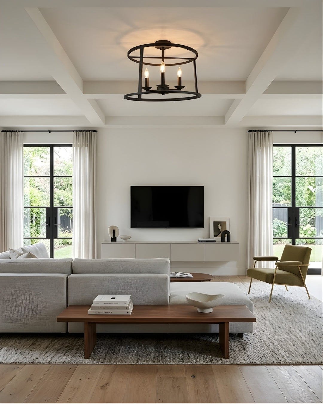 Alfred 3-Light Round Open Semi-Flush Mount - Versatile Ceiling Mounts