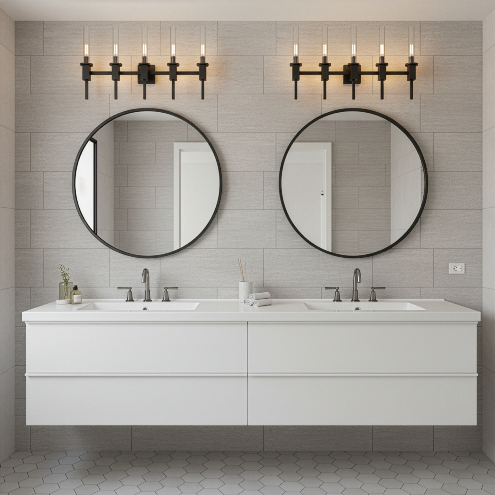 Roma 5-Light Clear Tube Glass Vanity - T10 8.5W LED 4K Lamps Included - Functional Vanities