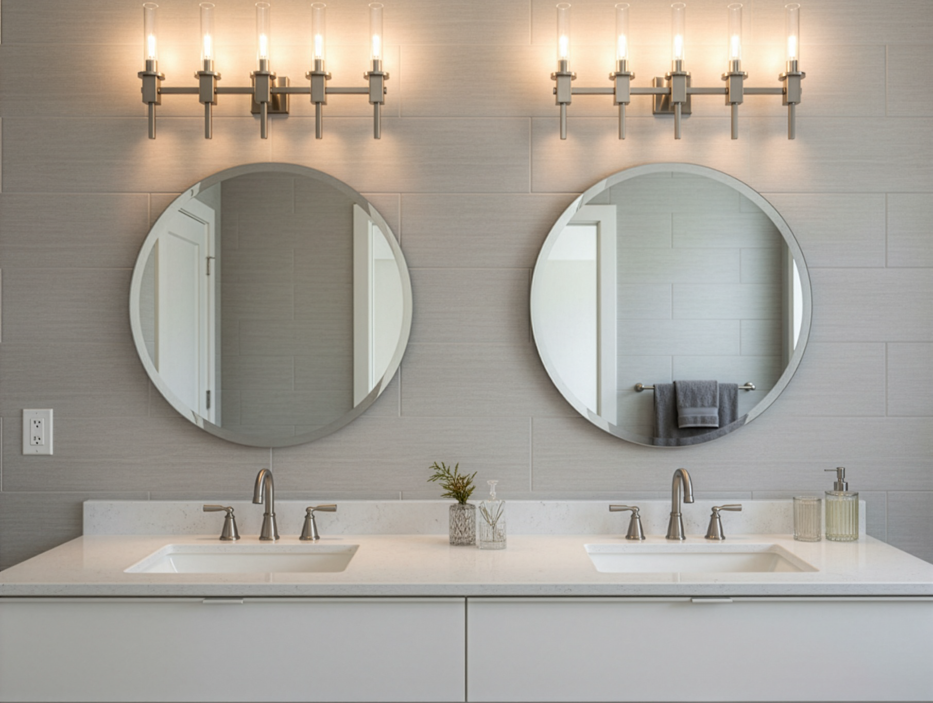 Roma 5-Light Clear Tube Glass Vanity - T10 8.5W LED 4K Lamps Included - Functional Vanities