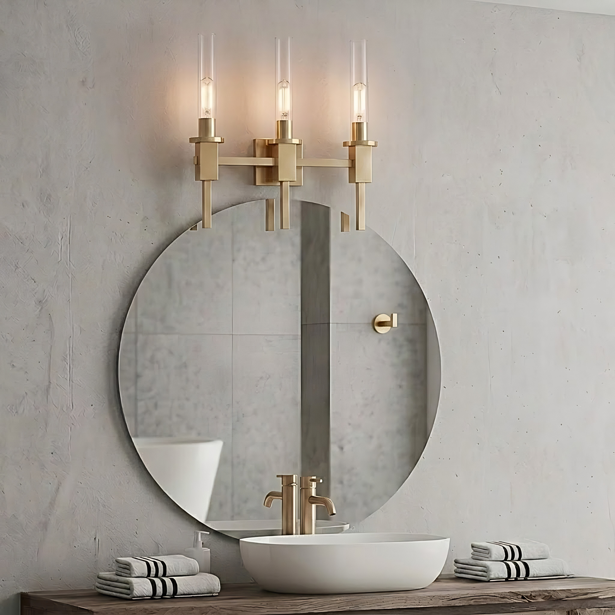 Roma 3-Light Clear Tube Glass Vanity - T10 8.5W LED 4K Lamps Included - High-Design Vanities