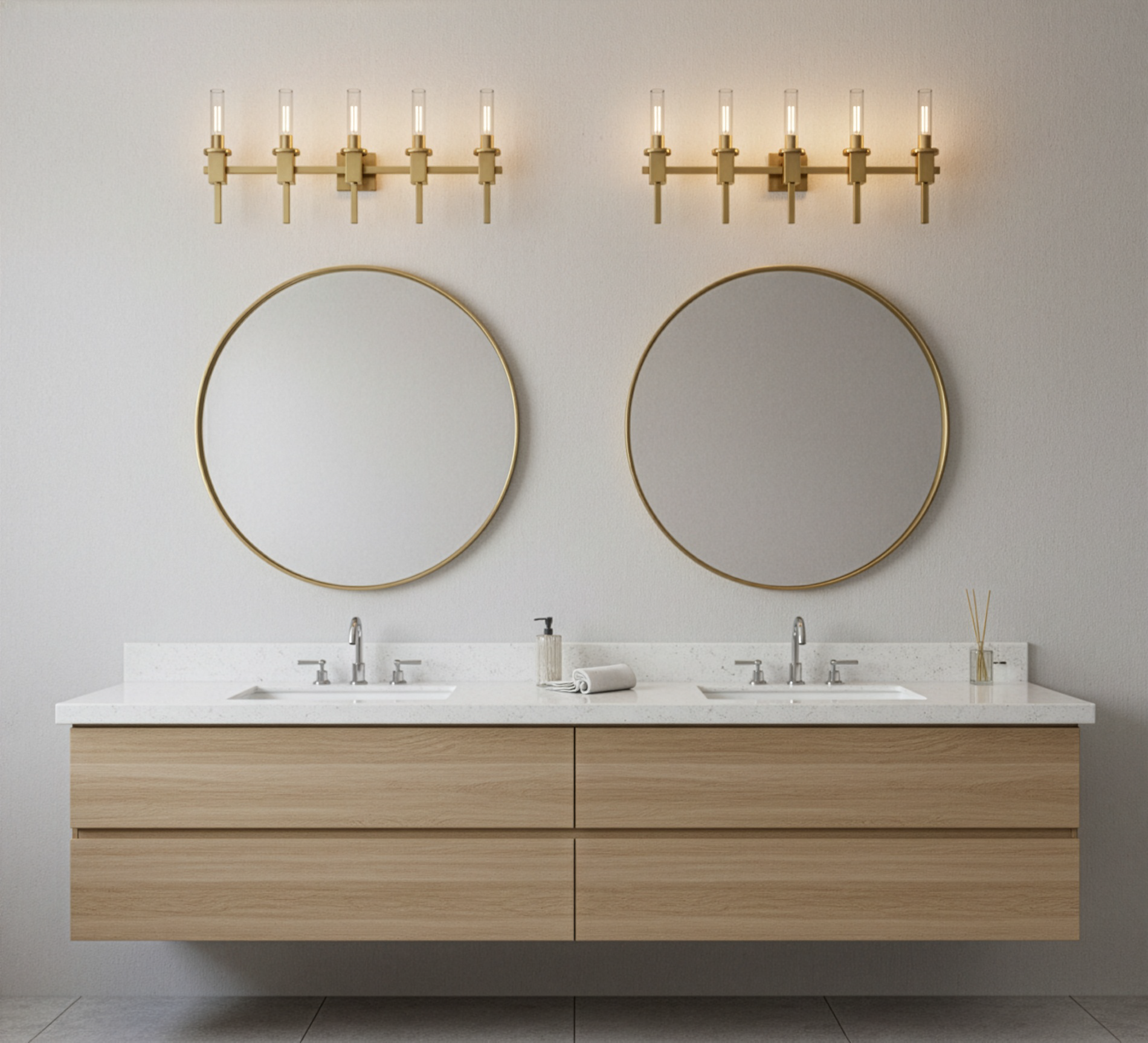 Roma 5-Light Clear Tube Glass Vanity - T10 8.5W LED 4K Lamps Included - Functional Vanities