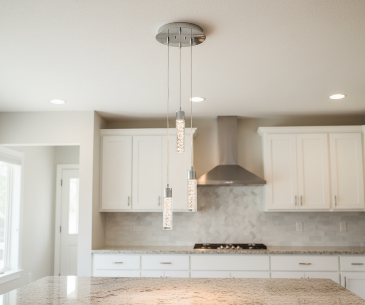 Soffi 3-light Illuminated Glass Cylinder Pendant - Chrome - Clean-Line Pendants