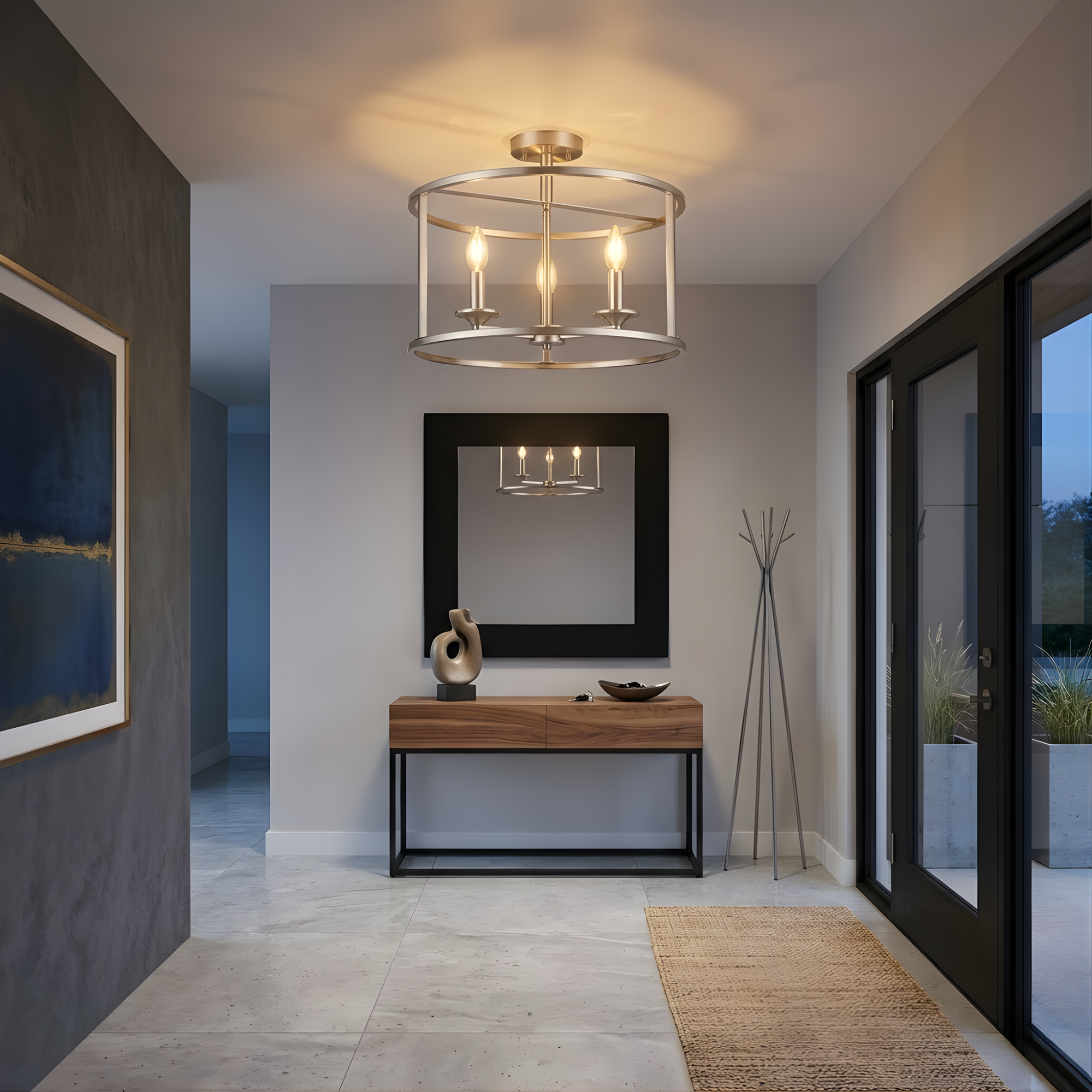 Alfred 3-Light Round Open Semi-Flush Mount - Versatile Ceiling Mounts