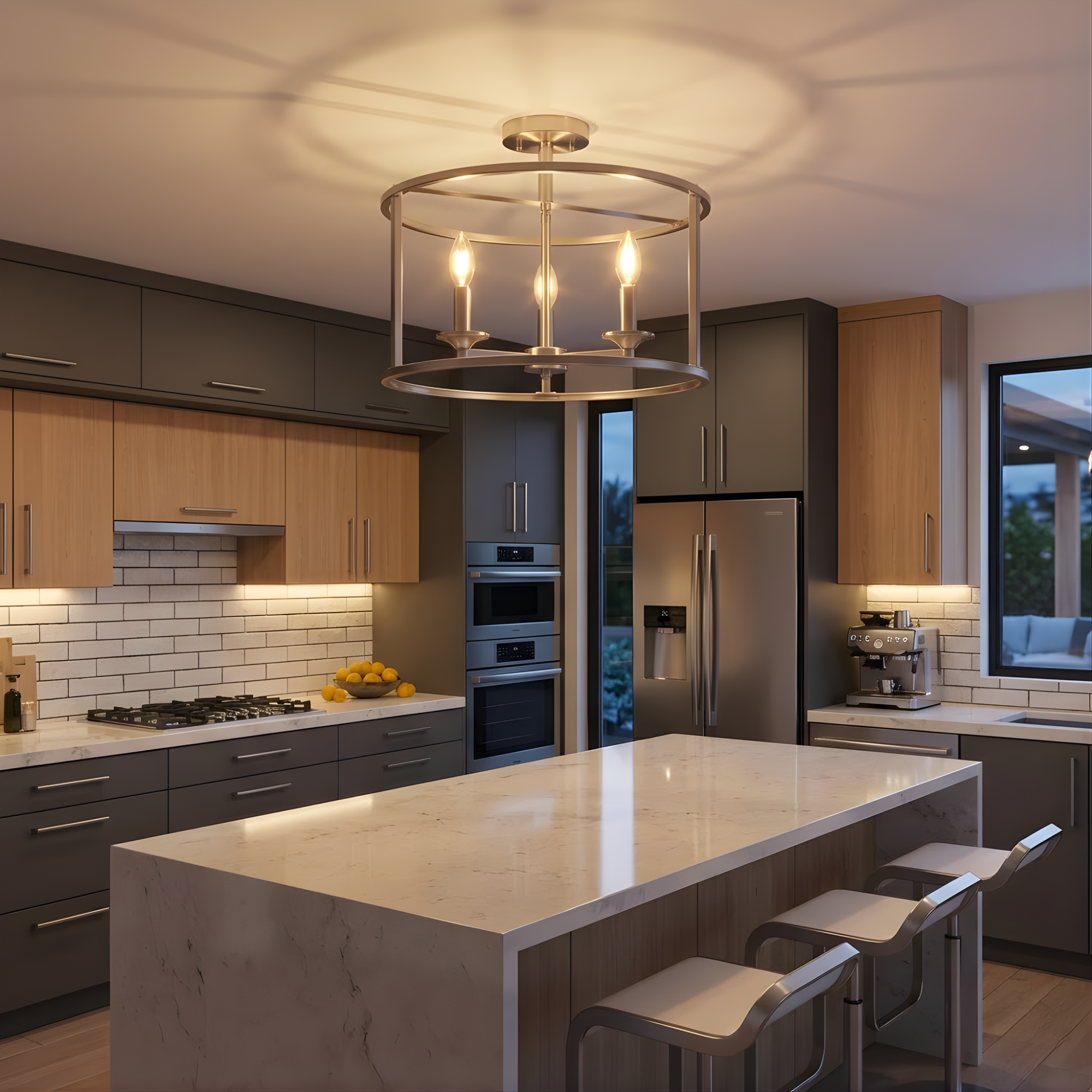 Alfred 3-Light Round Open Semi-Flush Mount - Versatile Ceiling Mounts