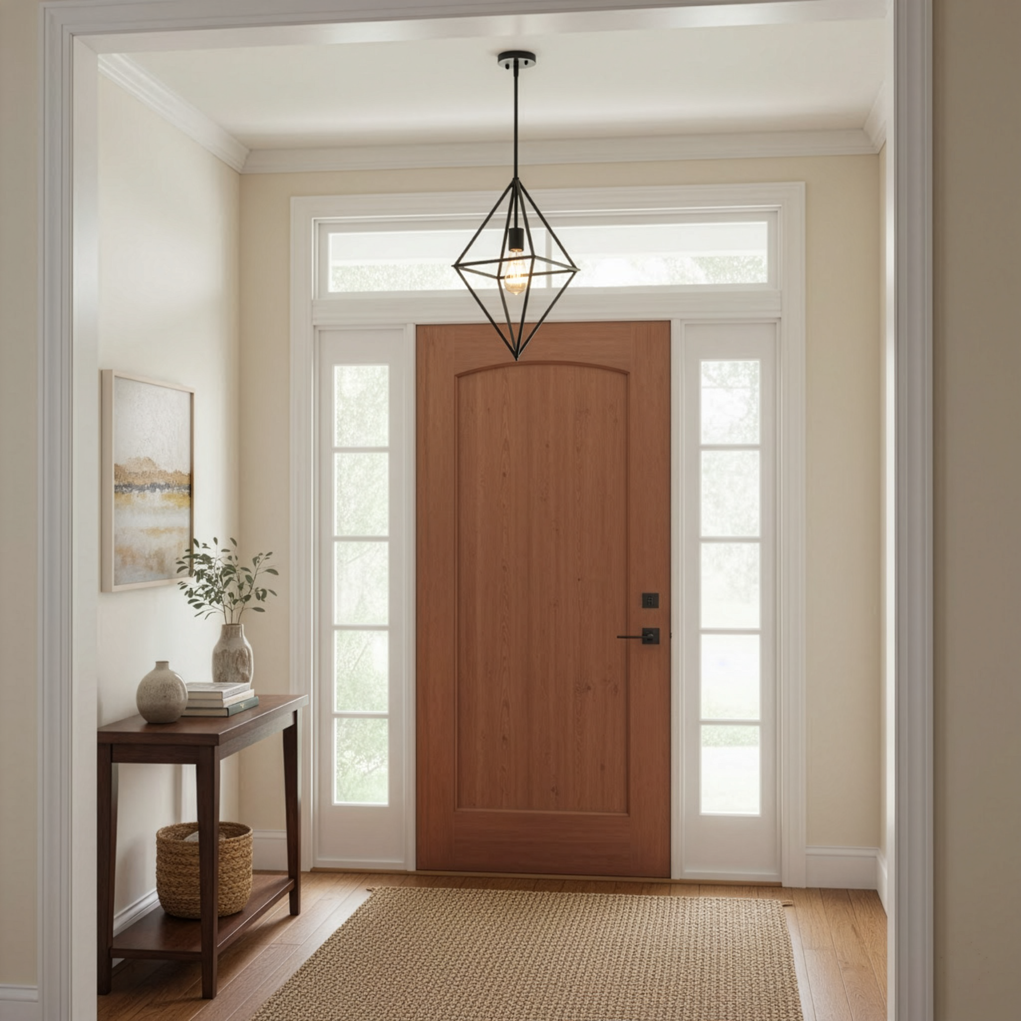 Gomez 1-Light 12" Geometric Triangle Pendant - Statement-Making Pendants in Matte Black