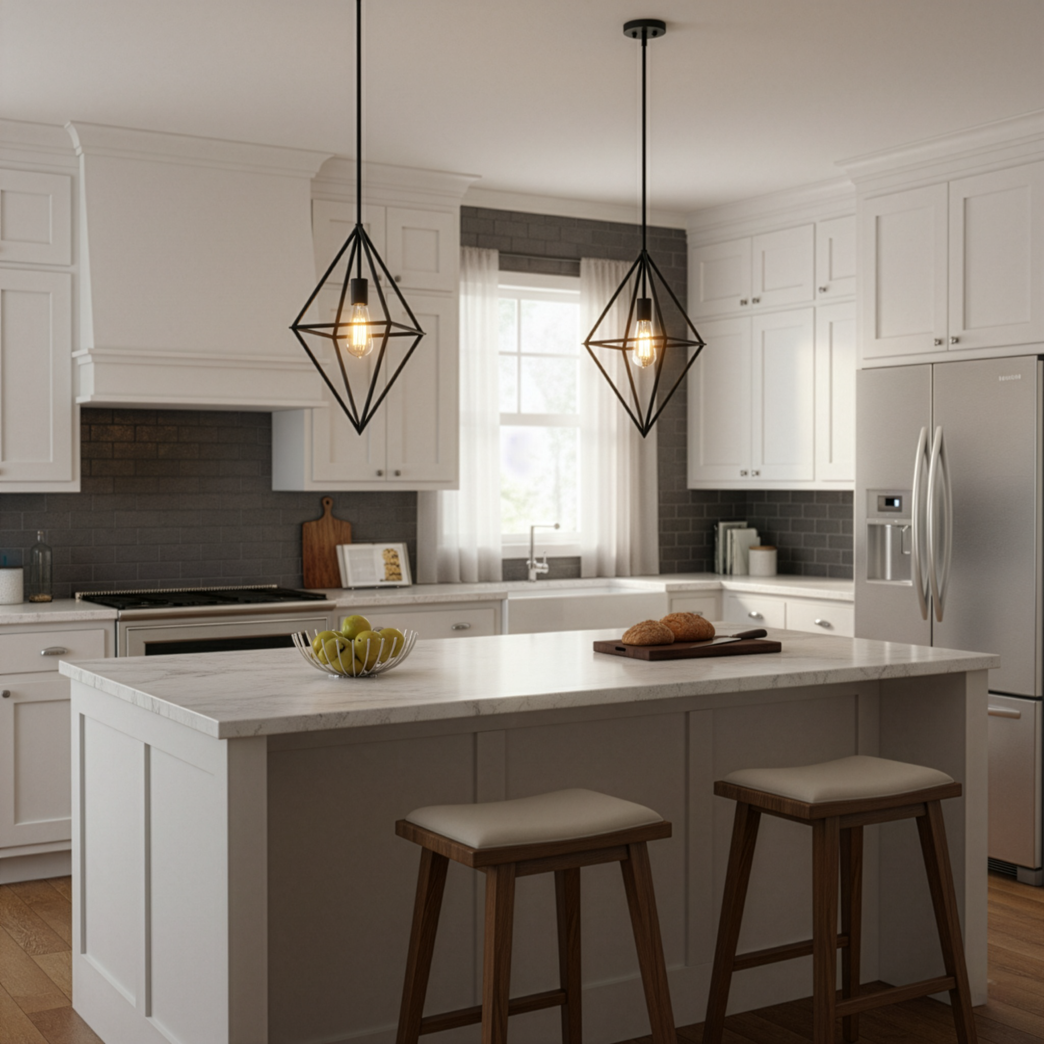 Gomez 1-Light 12" Geometric Triangle Pendant - Statement-Making Pendants in Matte Black