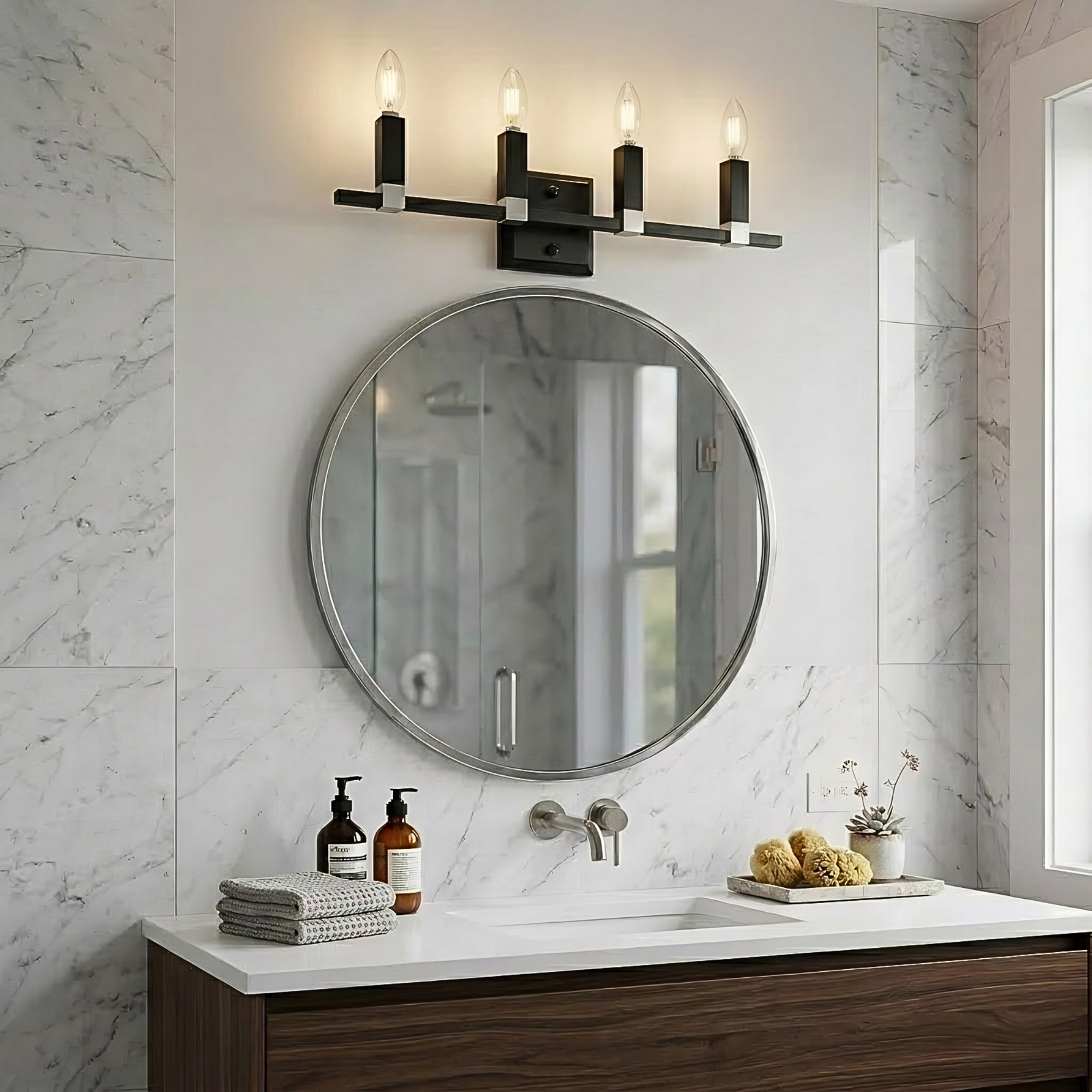 Maroni 4-Light Wall Sconce/Vanity - Matte Black/Brushed Nickel - Timeless Vanities