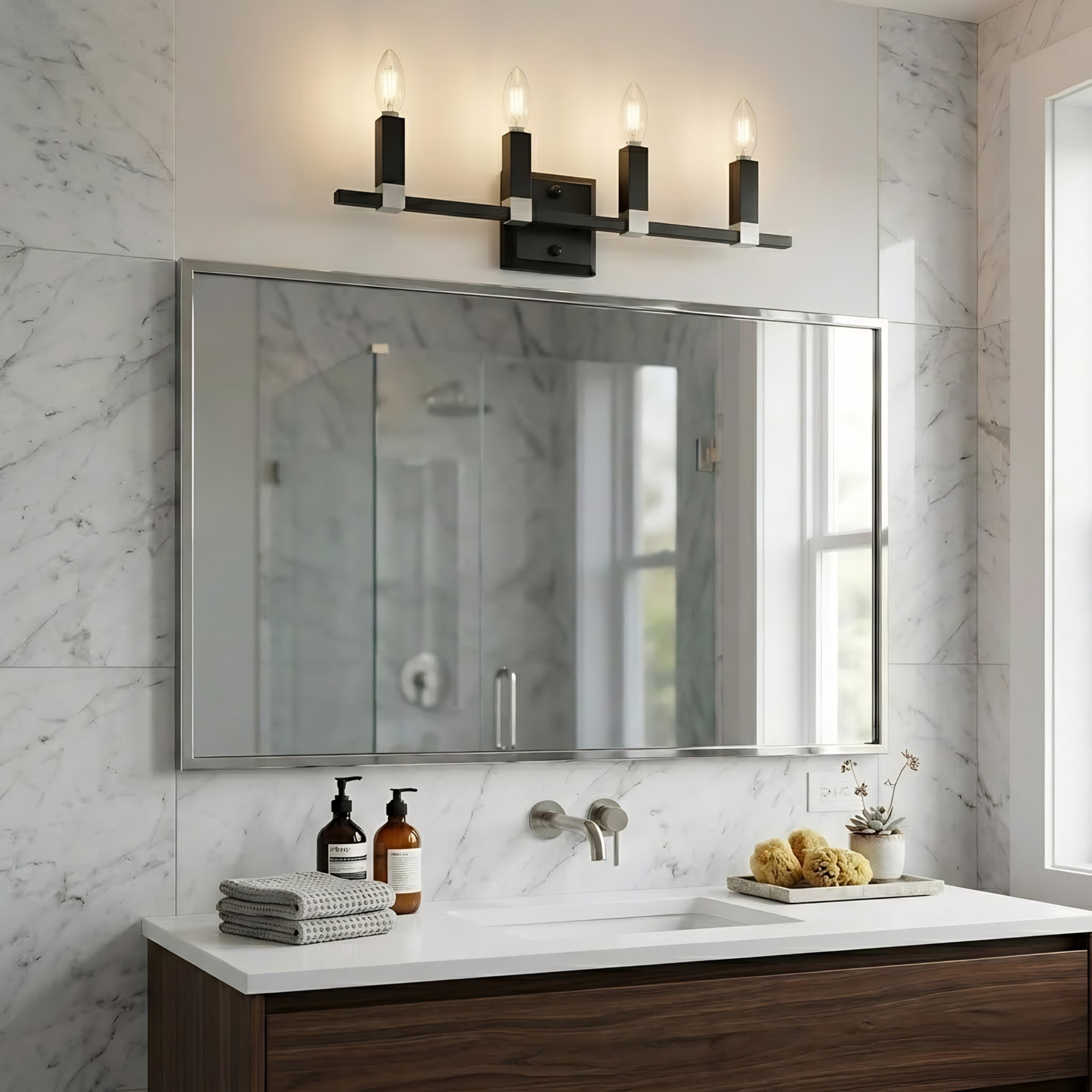 Maroni 4-Light Wall Sconce/Vanity - Matte Black/Brushed Nickel - Timeless Vanities