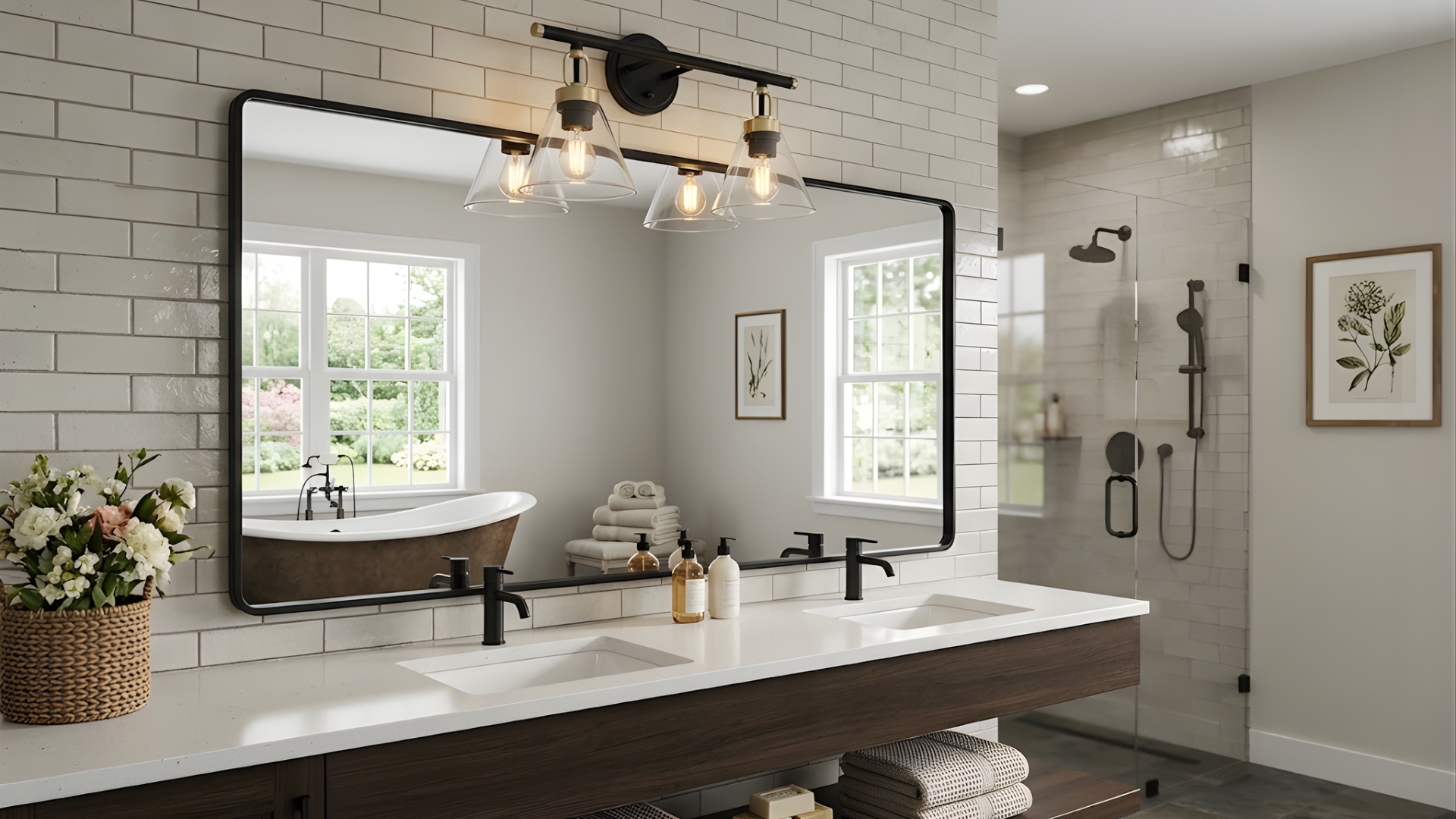 Siene 2-Light Vanity - Matte Black/Champagne Gold - Clear Cone Glass - Eye-Catching Vanities