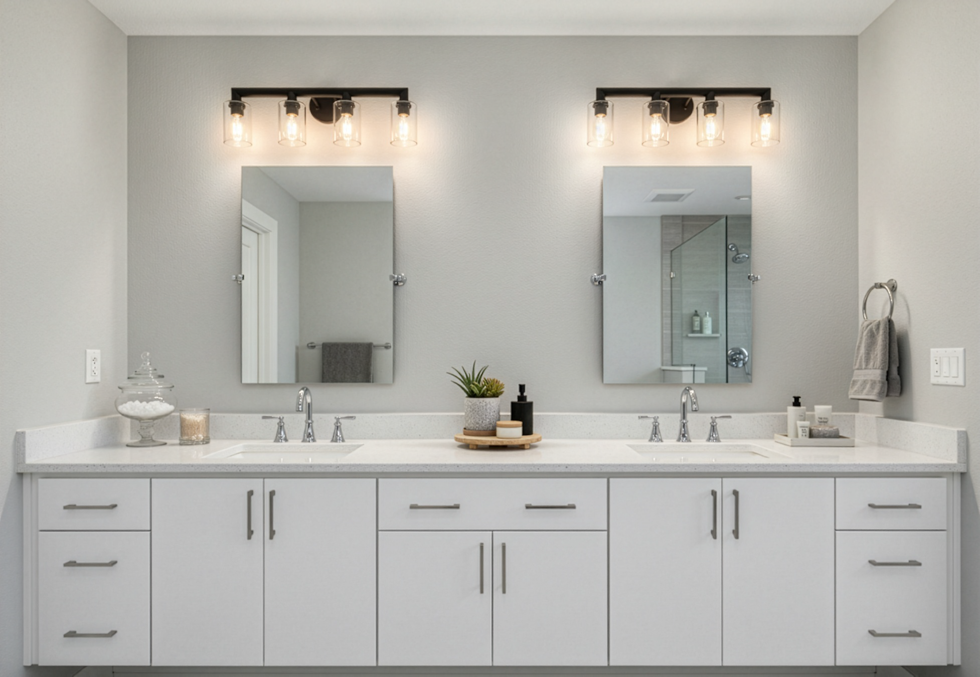 Yarra 4-Light Vanity - Matte Black - Clear Cylinder Glass - Classic Vanities