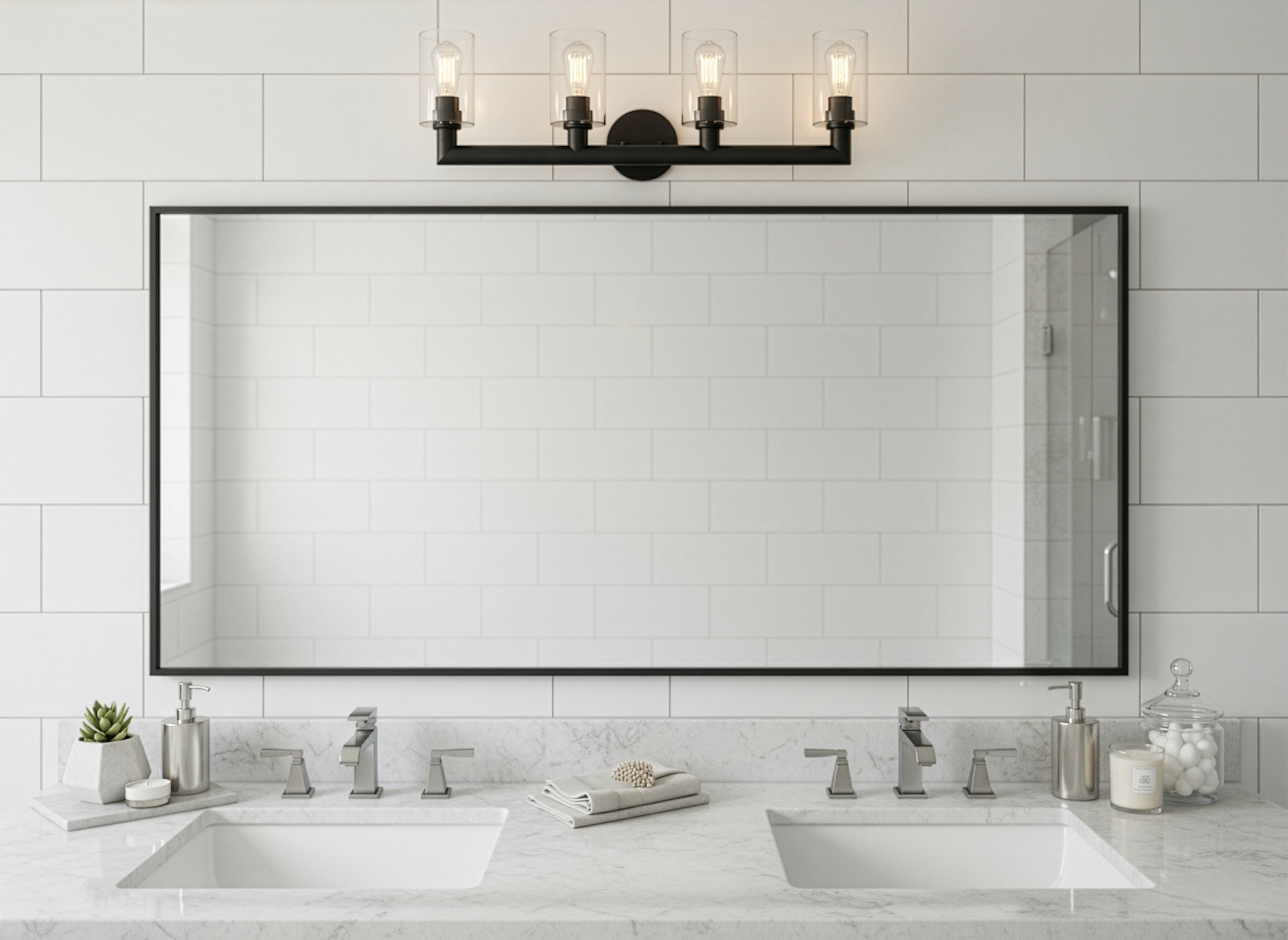 Yarra 4-Light Vanity - Matte Black - Clear Cylinder Glass - Classic Vanities