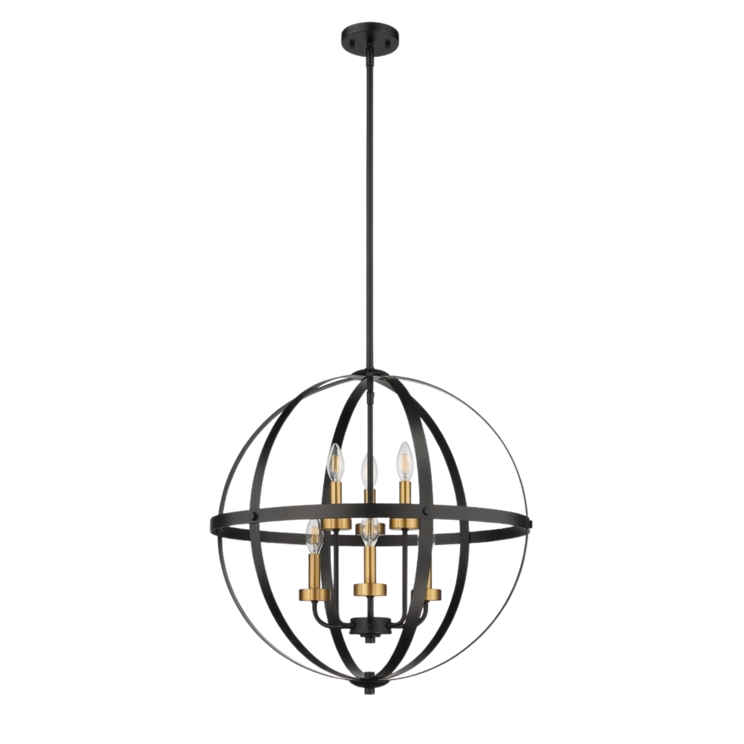 Aura 18" 4-Light Strap Steel Sphere - Candle Covers - Sleek Pendants