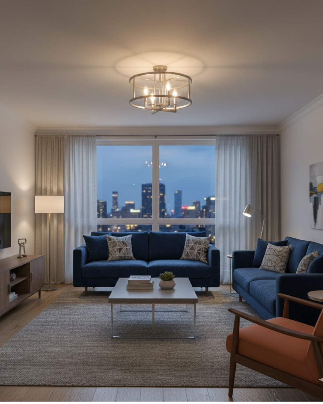 Ravenna 4-Light Semi Flush Mount - Contemporary Ceiling Mounts