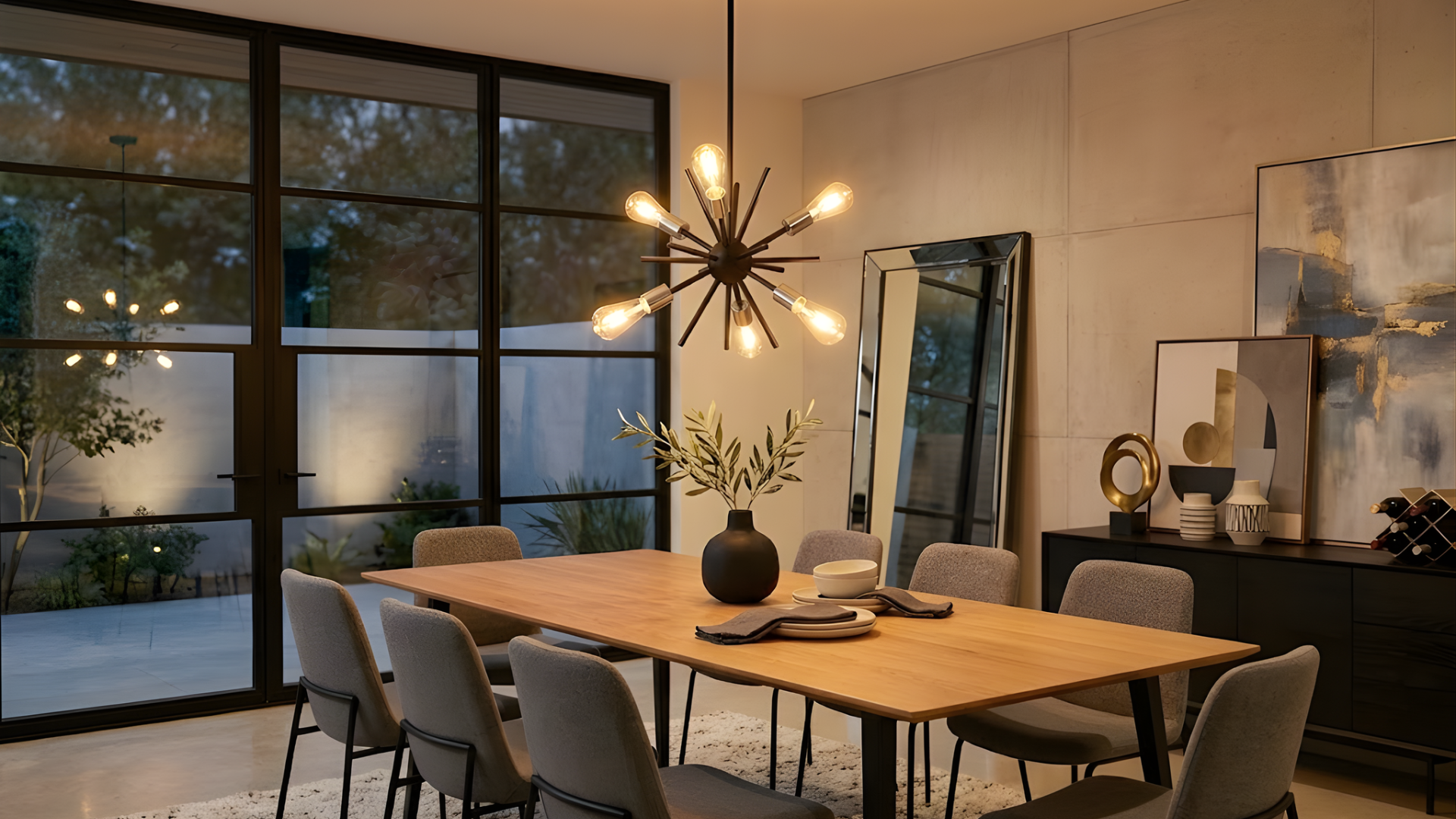 Sputnik 6-Ligth 14" Chandelier with Sockets - Classic Chandeliers in Matte Black / Brushed Nickel