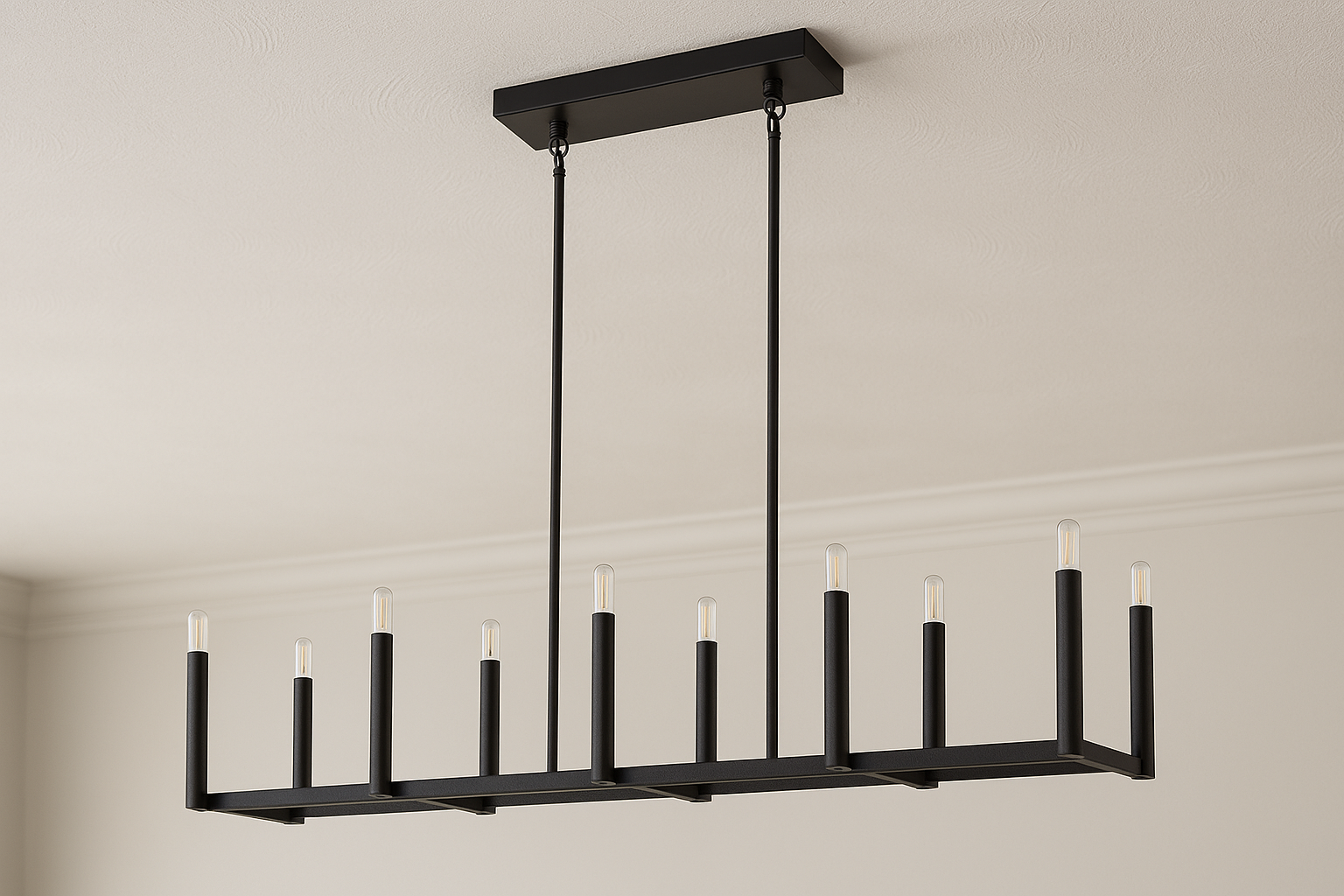 Kosi 10-Light Candelabra Island Pendant - Eye-Catching Pendants in Matte Black