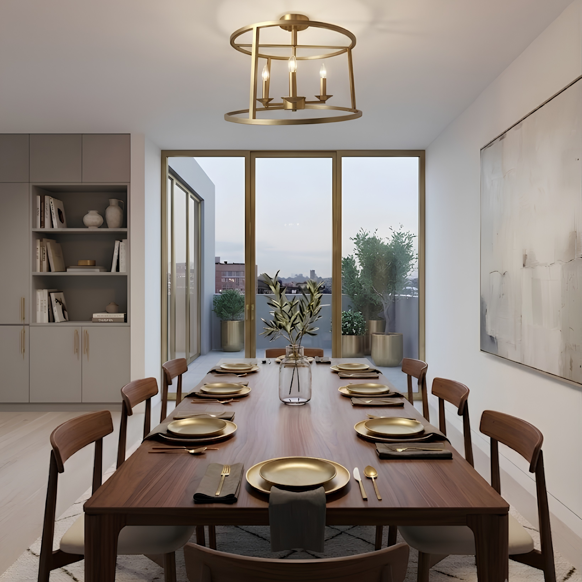 Vivio Alfred 3-Light Round Open Semi Flush Mount - BB
