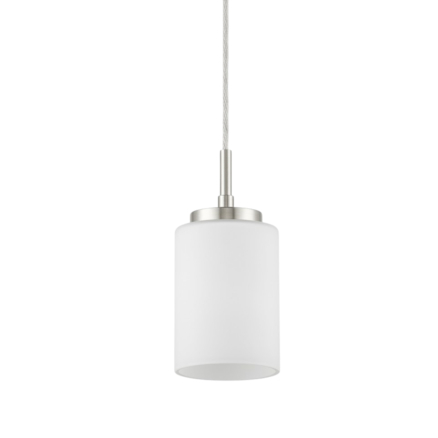 1-Light White Cylinder Glass Pendant - NK
