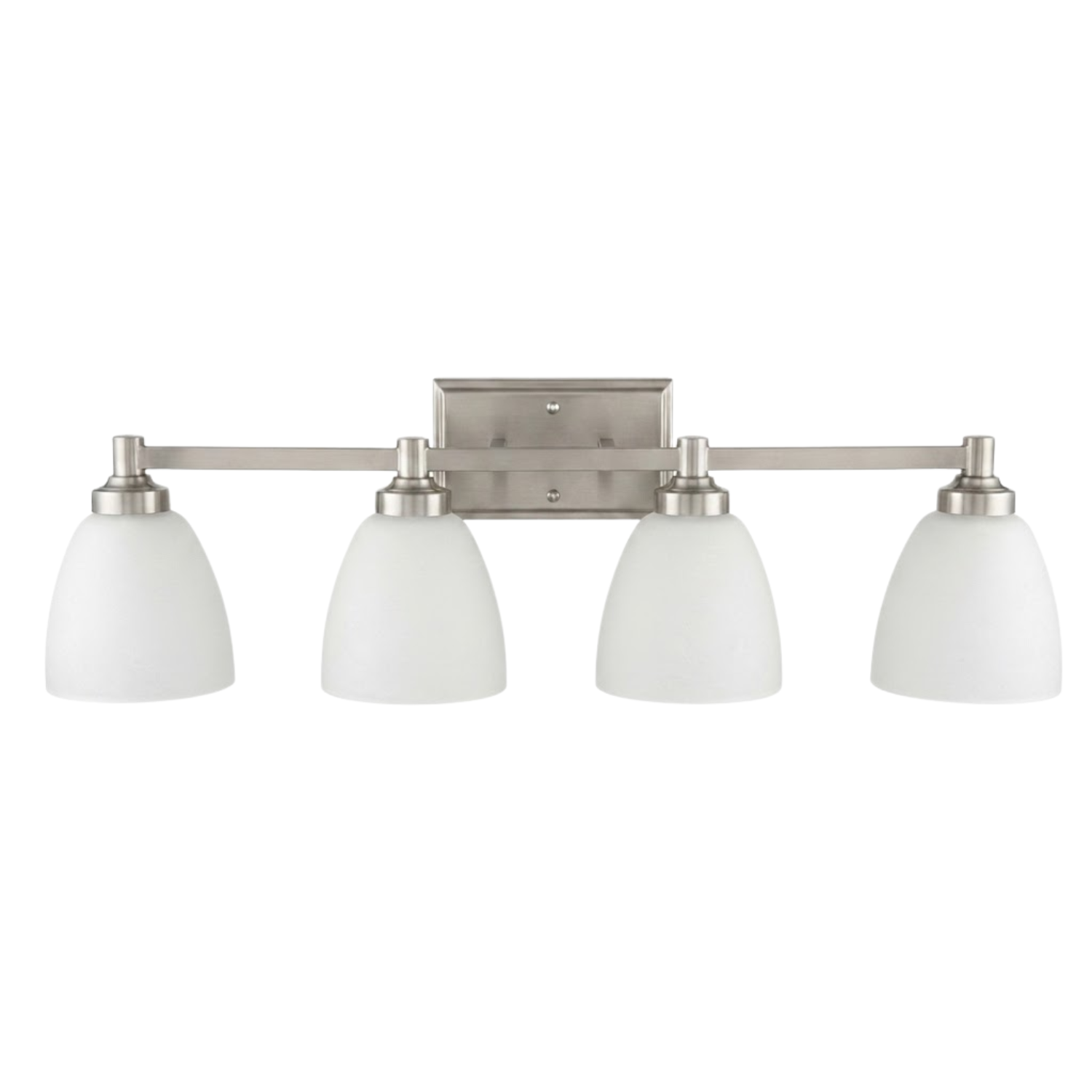 4-Light Nickel Vanity Bar - White Dome Shades - Elegant Vanities