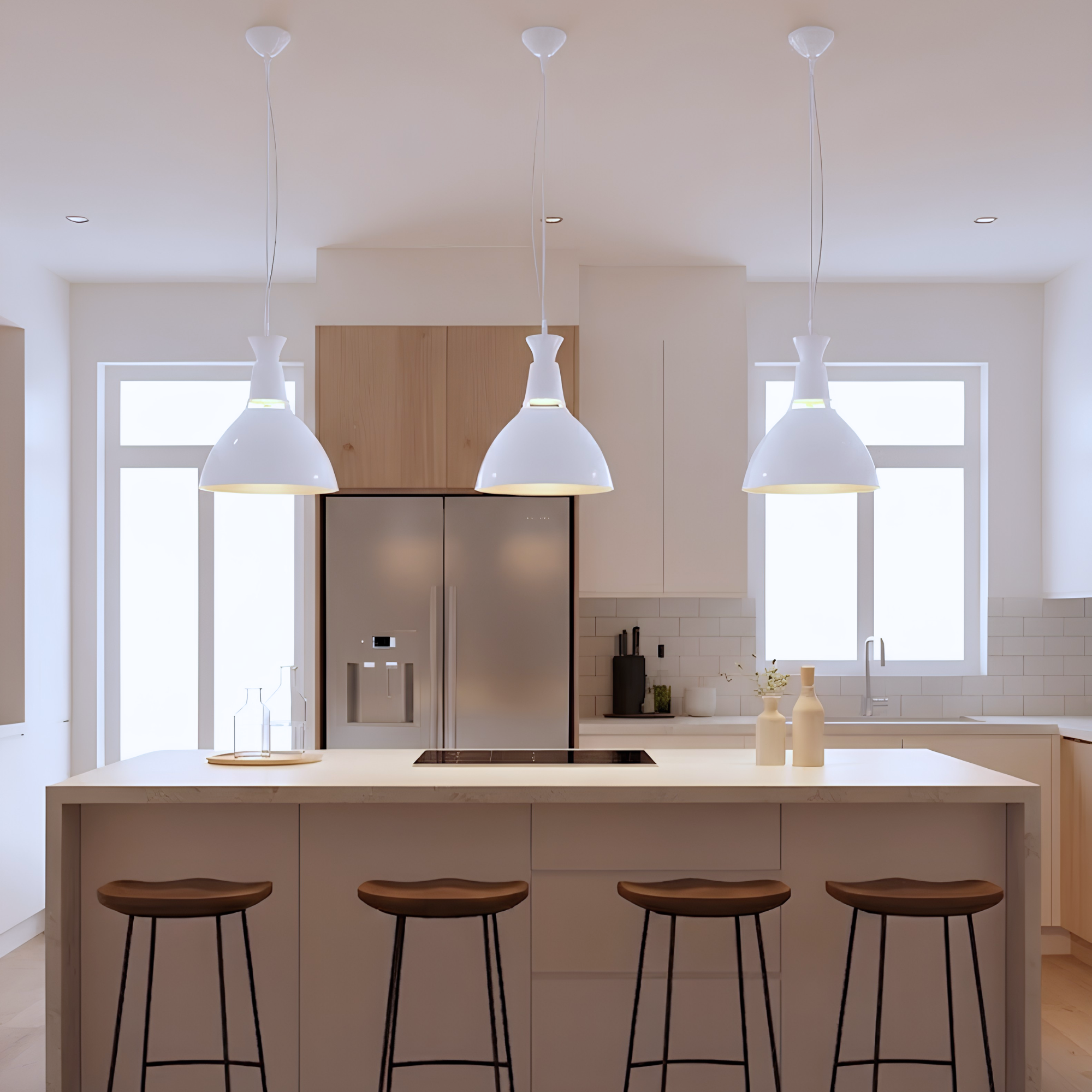 1-Light Dome Pendant - Clean-Line Pendants in White