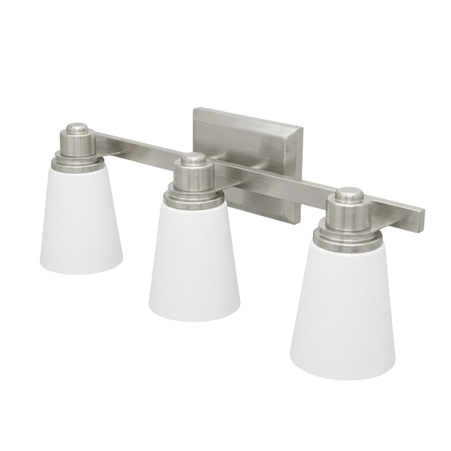 3-Light Vanity - White Frosted Glass - Chic Vanities in Brushed Nickel