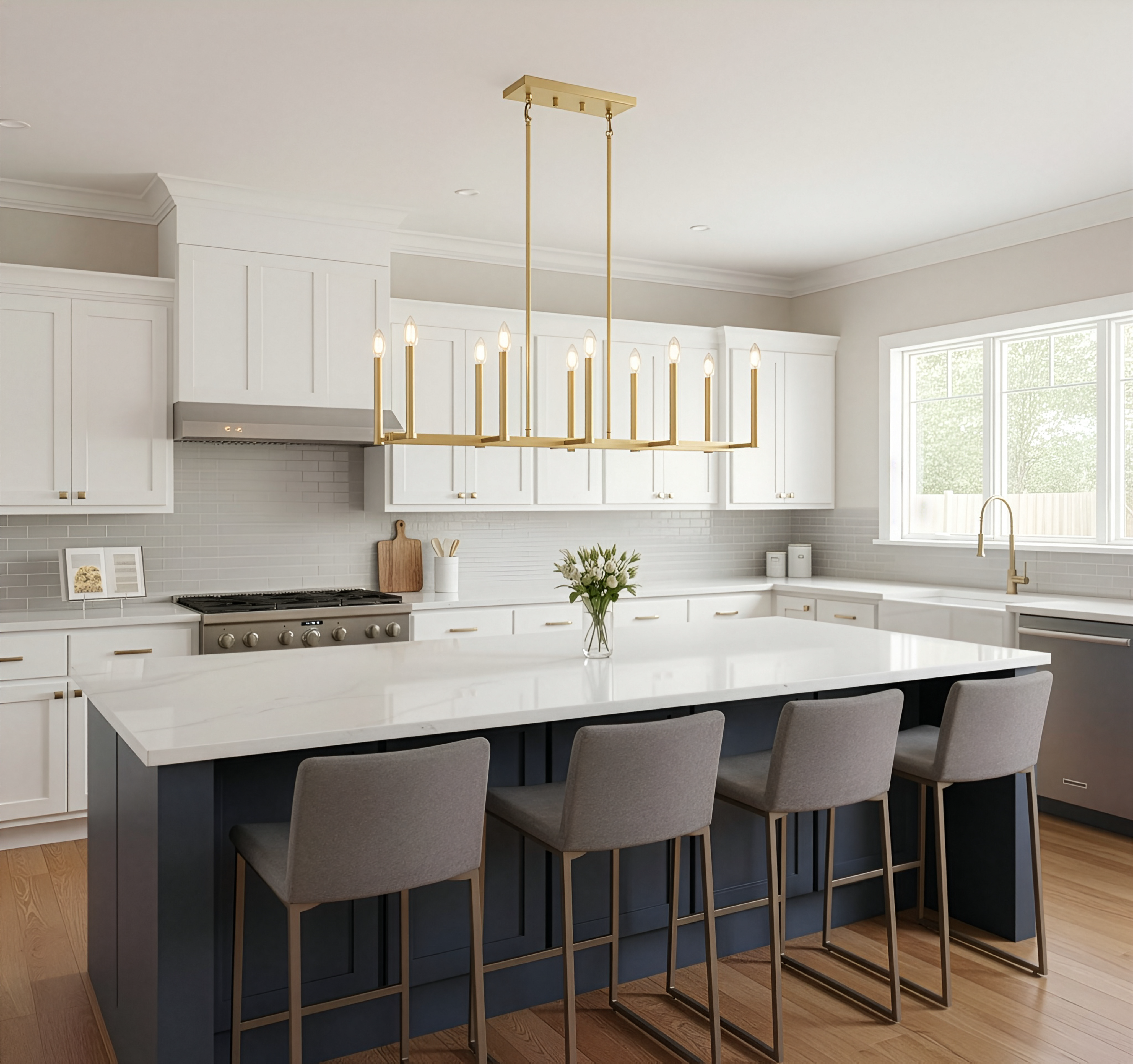 Kosi 10-Light Candelabra Island Pendant - High-Design Pendants in Champagne Gold