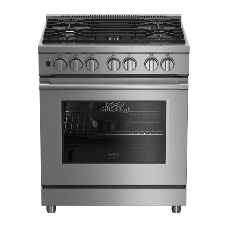 Beko PRDF34550SS- 30" Stainless Steel Dual Fuel Range with 5 Sealed Burners