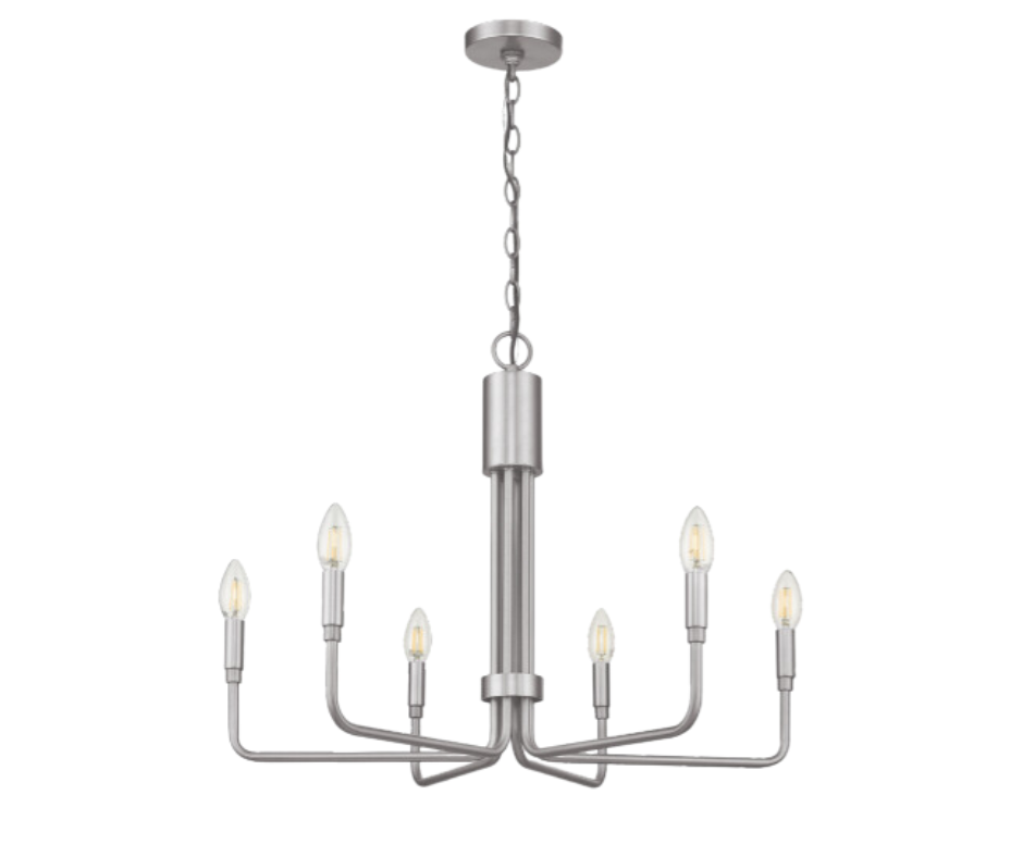 Alph 6-Light Modern Candle Style Flat Bottom Chandelier, Brushed Nickel