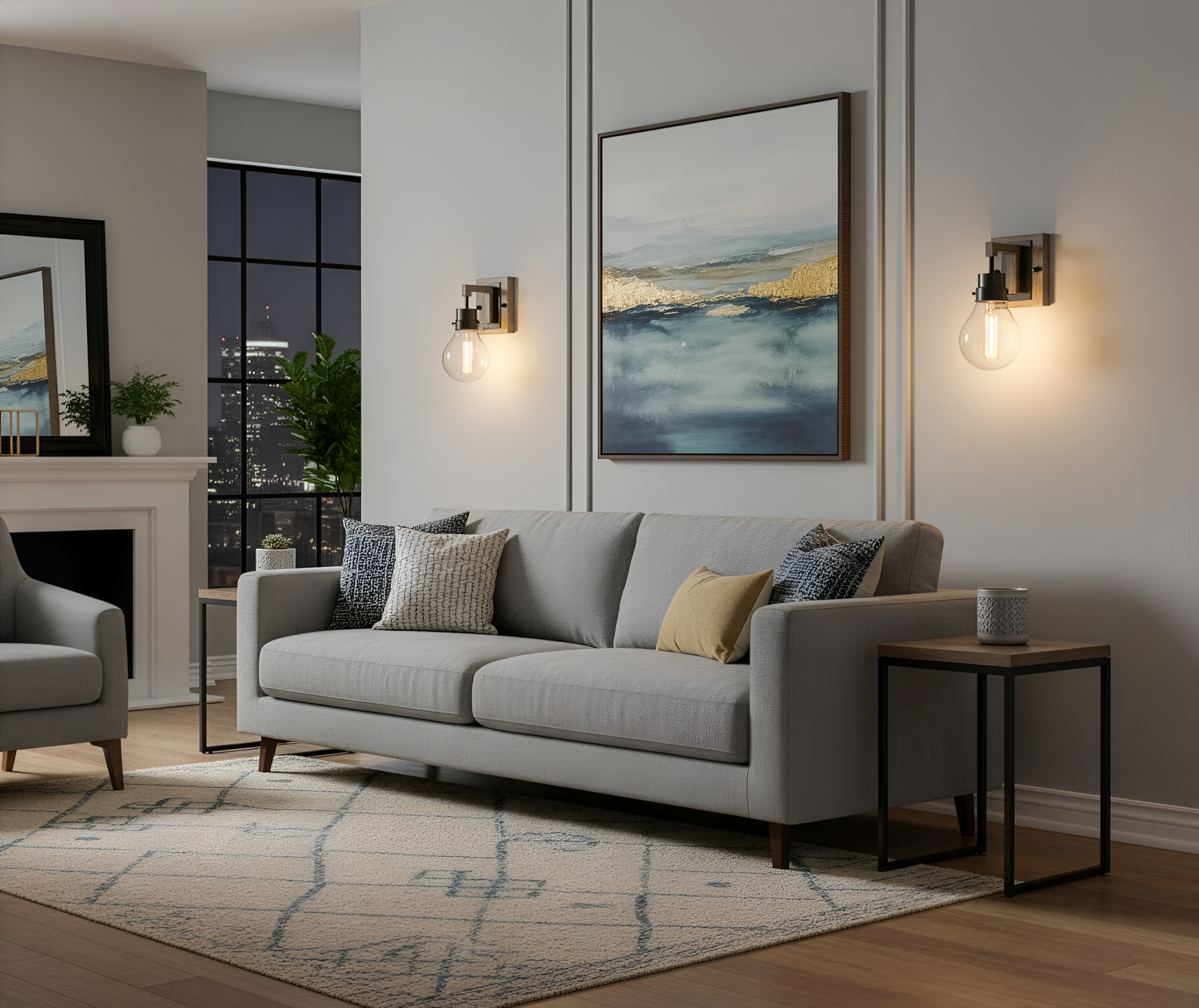 Roxton 1-Light Wall Sconce with Wood Style Accents - Elegant Wall Sconces in Matte Black