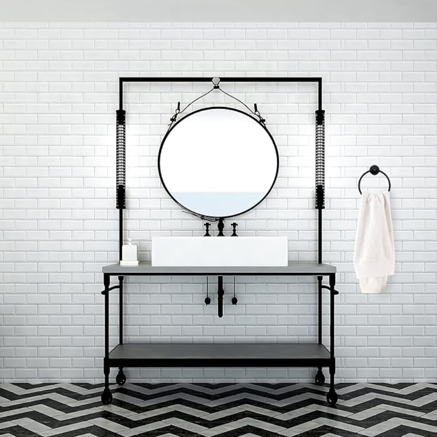 Modern Matte Black Towel Ring Holder