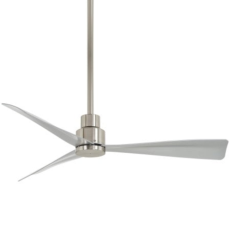 MinkaAire Simple 52″ Ceiling Fan — Brushed Nickel Wet, 3-Blade DC Motor, Remote Included, Wet-Rated - Contemporary Outdoor Fans
