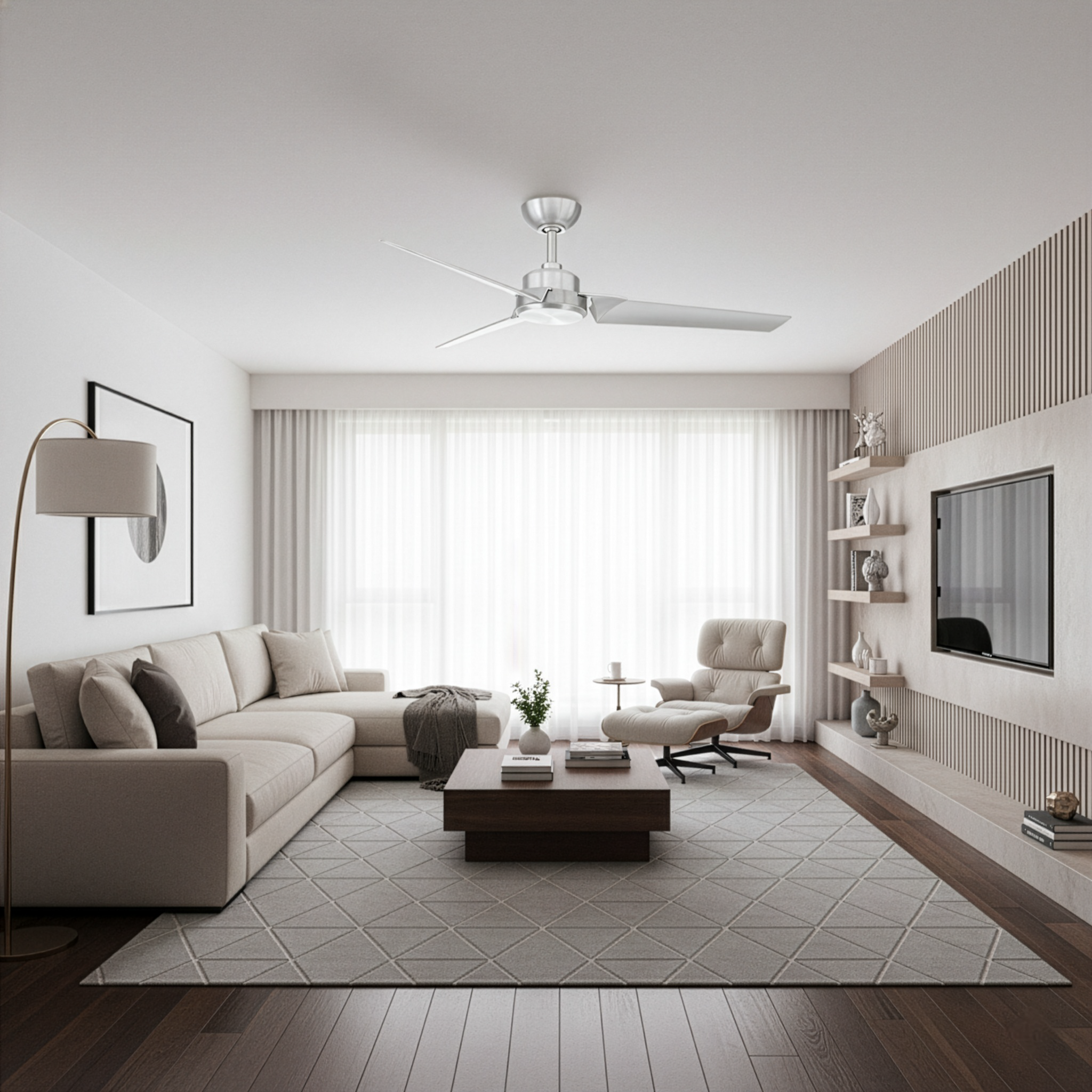 Modern Forms Roboto 52″ Ceiling Fan — Brushed Aluminum, Sensorless DC Motor, Smart-Controlled, Wet‑Rated