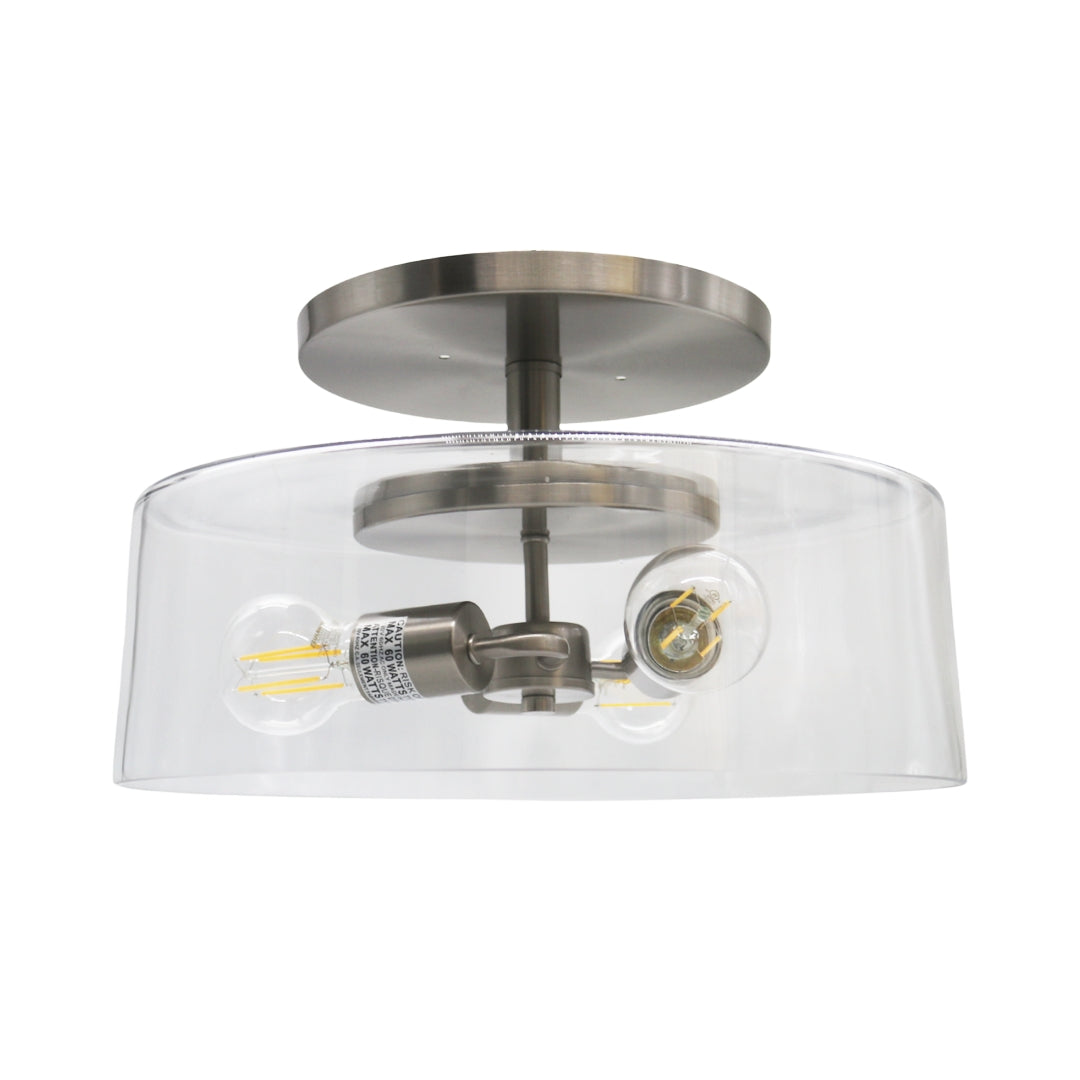 3-Light 15" Clear Glass Semi-Flush Entry - MB