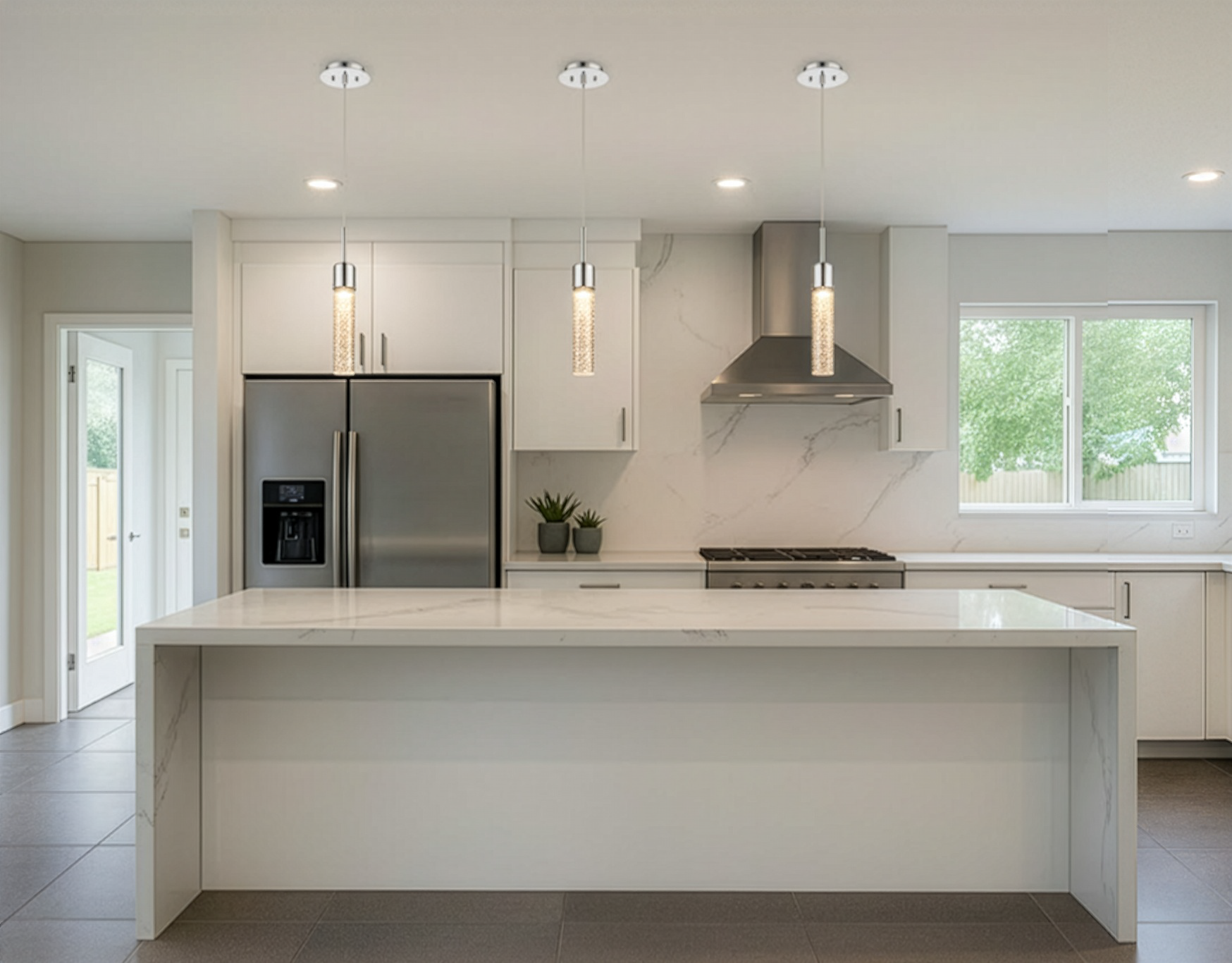 Soffi 1-Light Illuminated Glass Cylinder - Chrome - Stylish Pendants