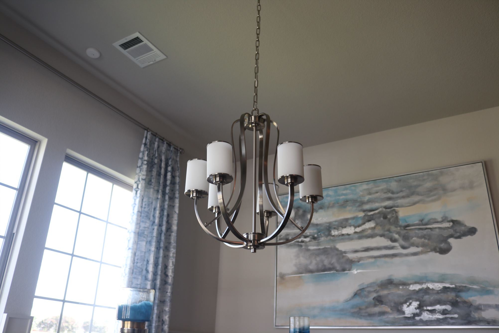 6-Light Brushed Nickel Chandelier living room