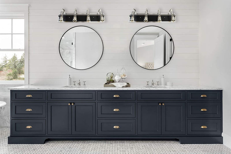 Matte black nickel bathroom vanity light over mirror