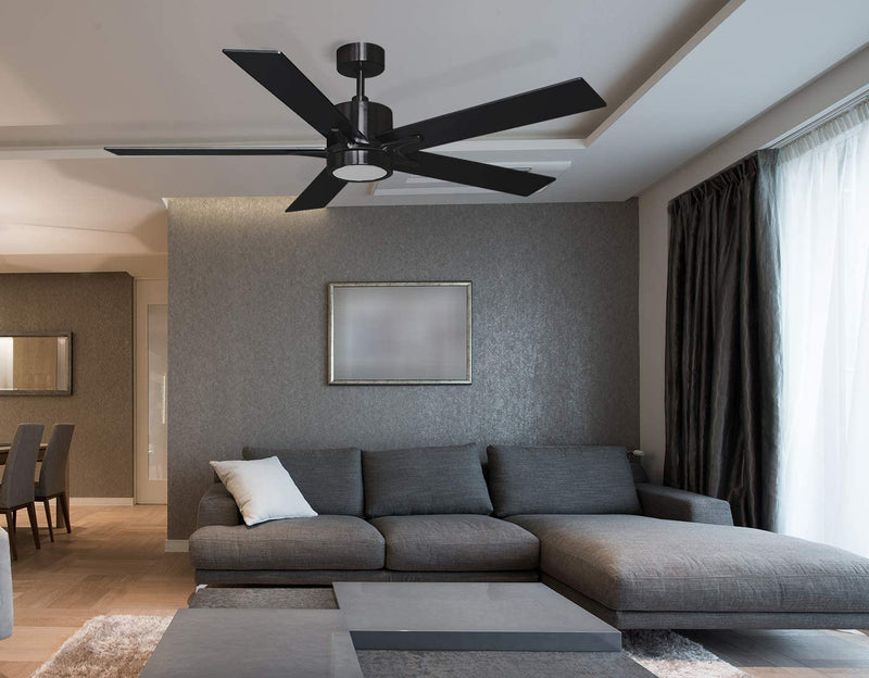 52 inch modern black ceiling fan with lights living room