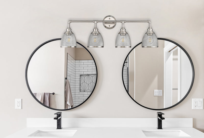 4 light bathroom vanity light fixture over mirror nickel