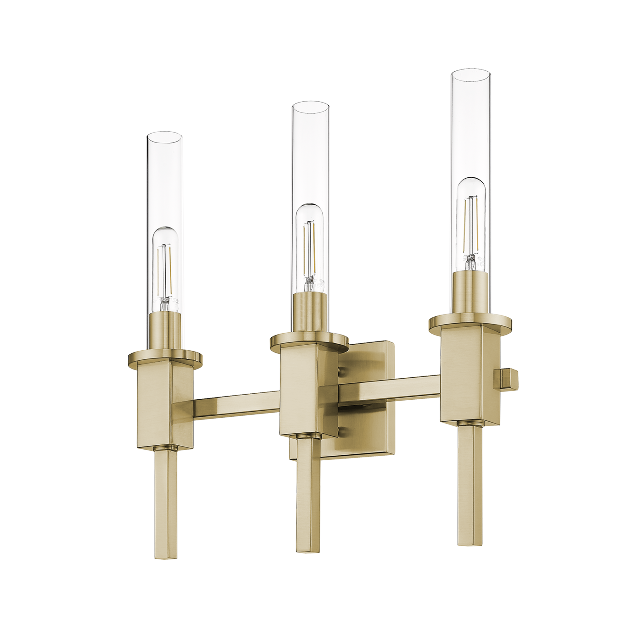 3 light modern glass tube wall sconce gold