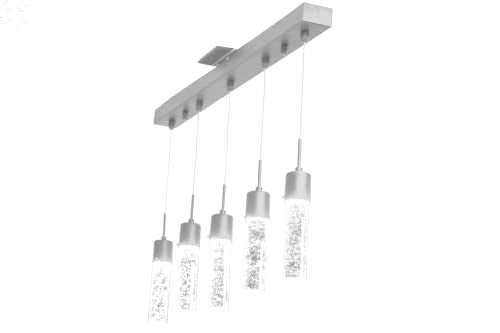 Soffi Linear 5-Light Integrated LED Brushed Nickel Pendant Chandelier Light