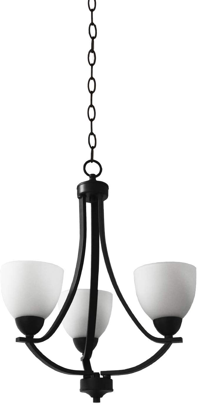 3 light black and white glass chandelier